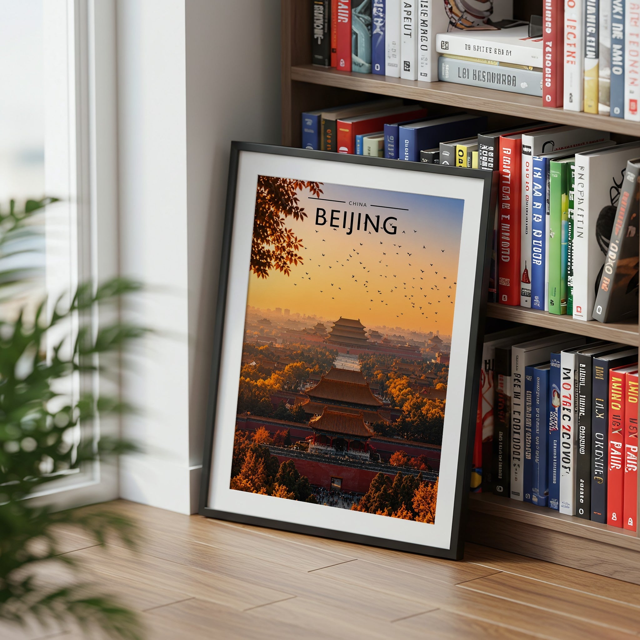 Beijing Travel Poster mounted in a black frame