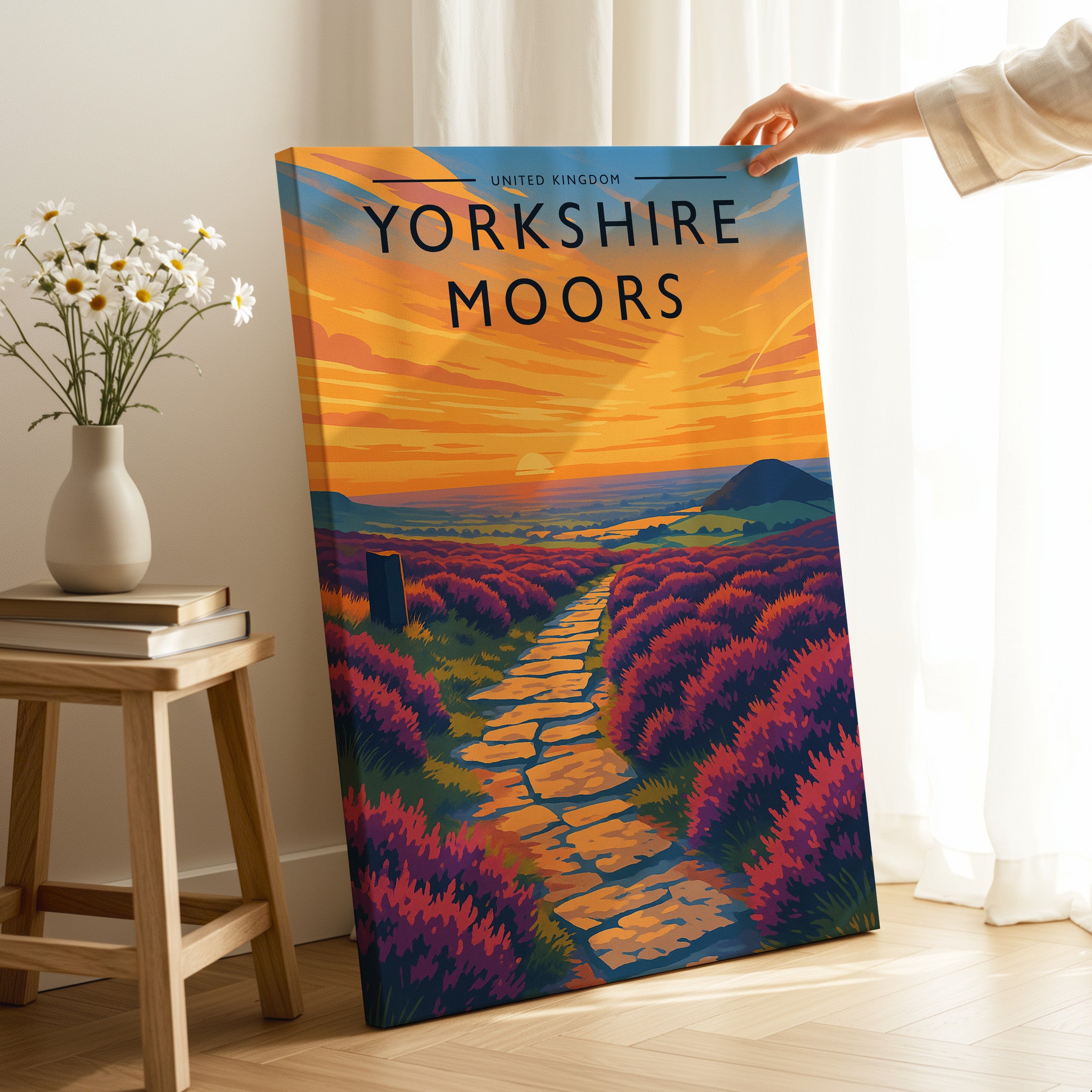 Yorkshire Moors Travel Poster as a gallery-wrapped canvas