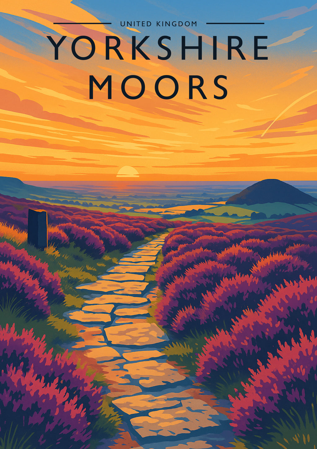 Yorkshire Moors Travel Poster - A4 travel poster print