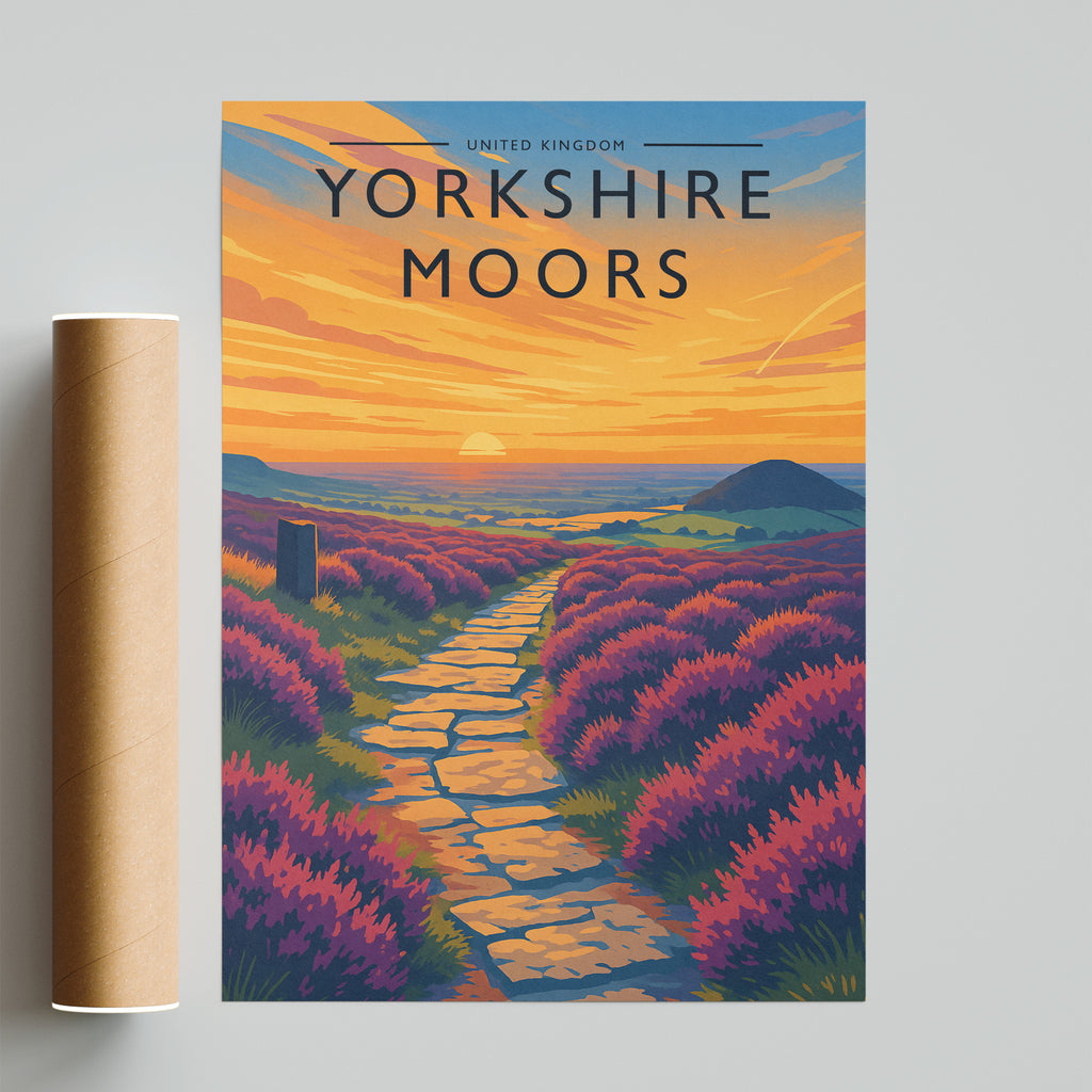 Yorkshire Moors Travel Poster - fine art print with shipping tube