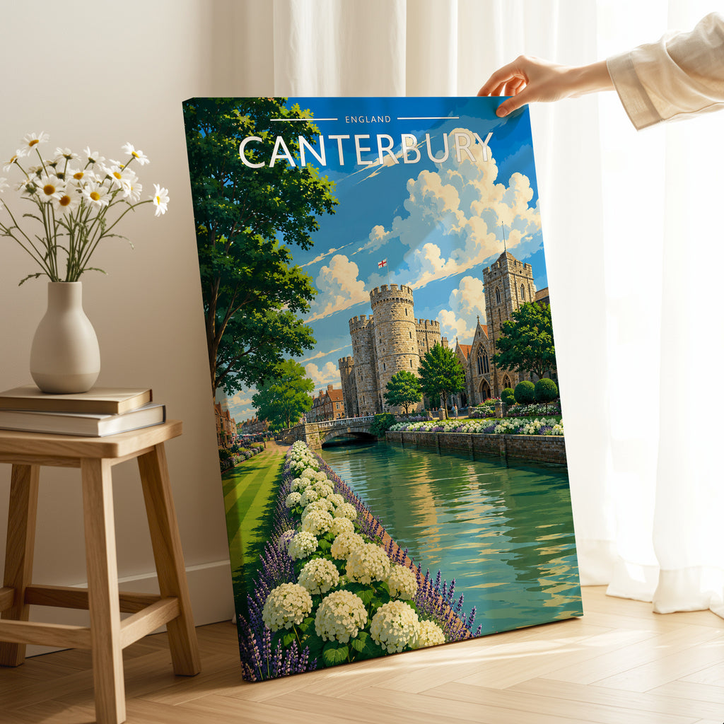Canterbury #3 Travel Poster as a gallery-wrapped canvas