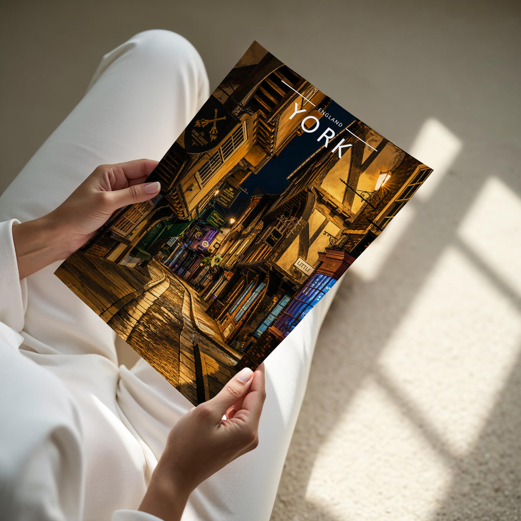 York #3 Travel Poster - A4 print held in hand