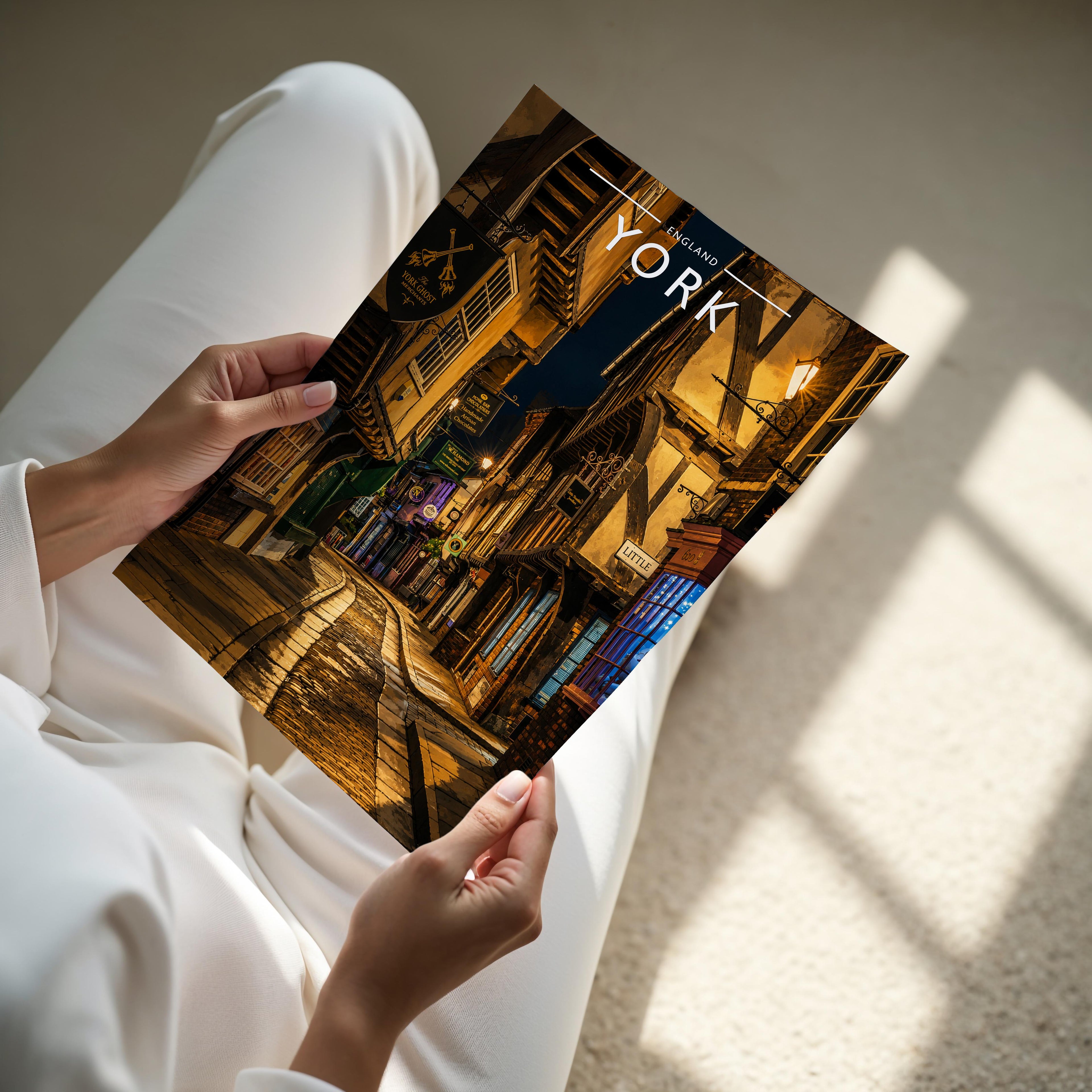York #3 Travel Poster - A4 print held in hand