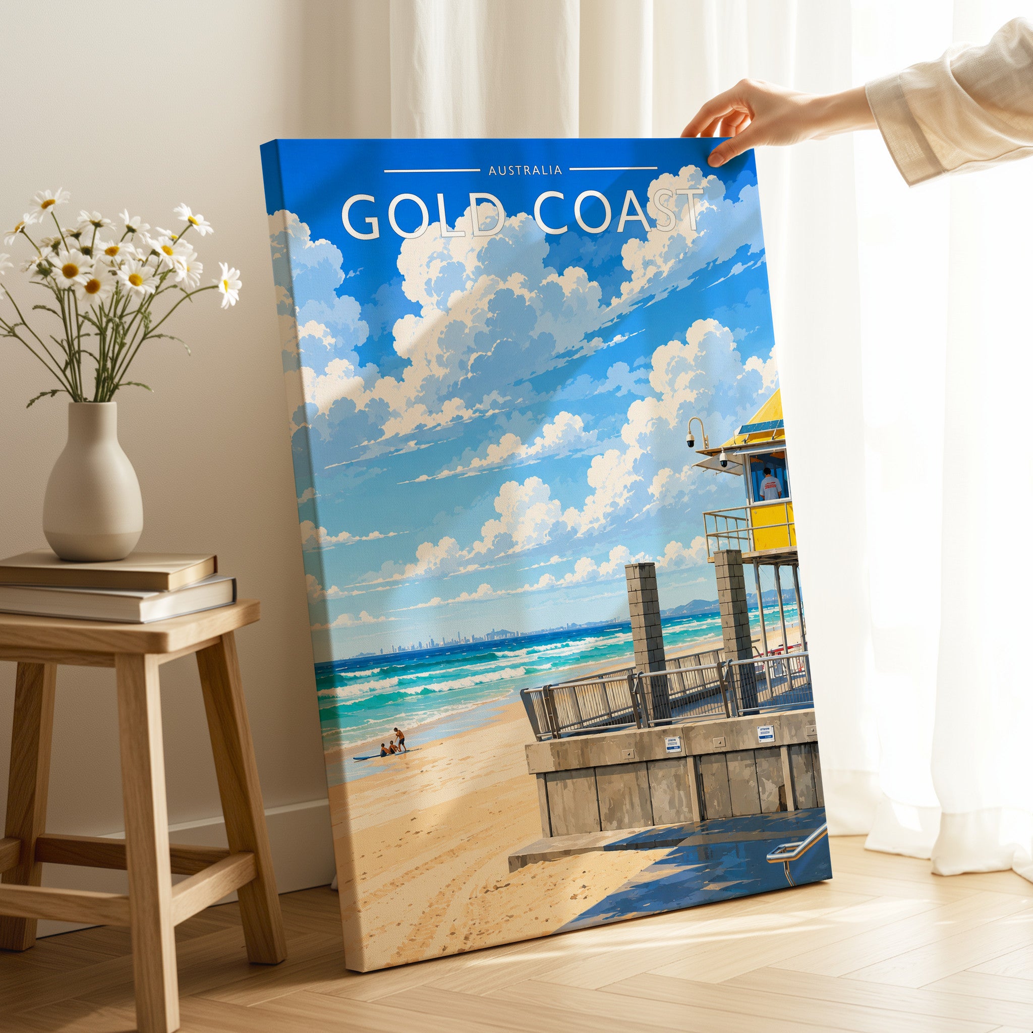 Gold Coast Travel Poster as a gallery-wrapped canvas