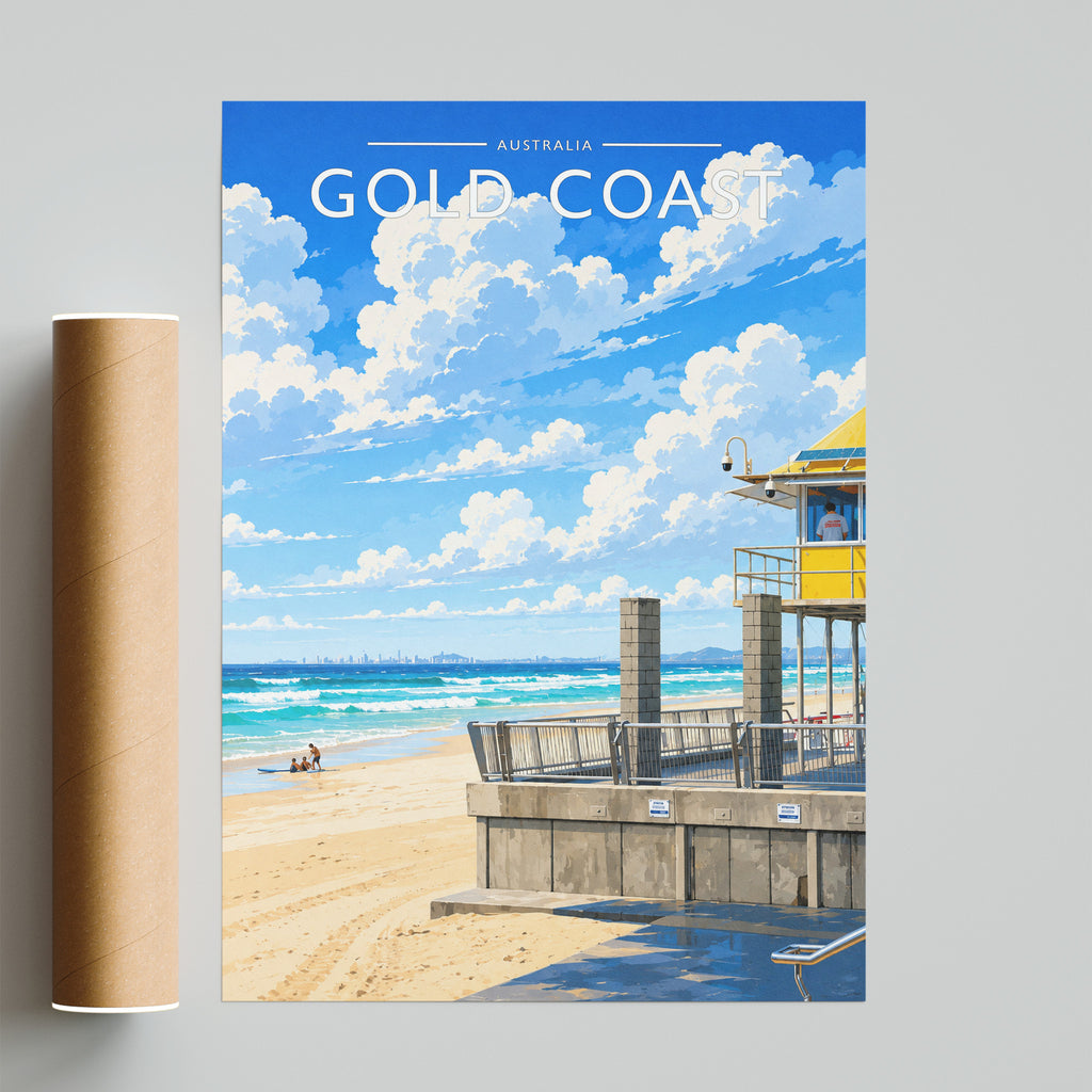 Gold Coast Travel Poster - fine art print with shipping tube