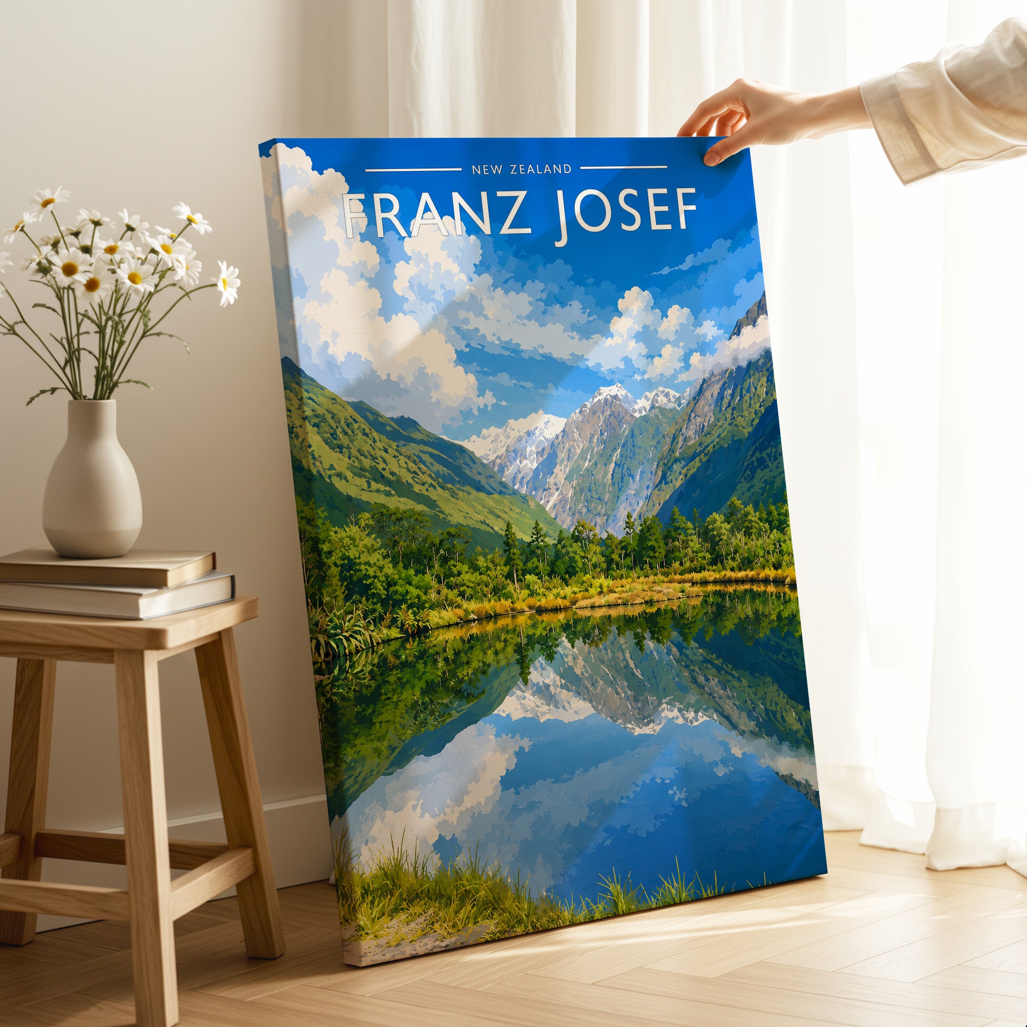 Franz Josef Travel Poster as a gallery-wrapped canvas
