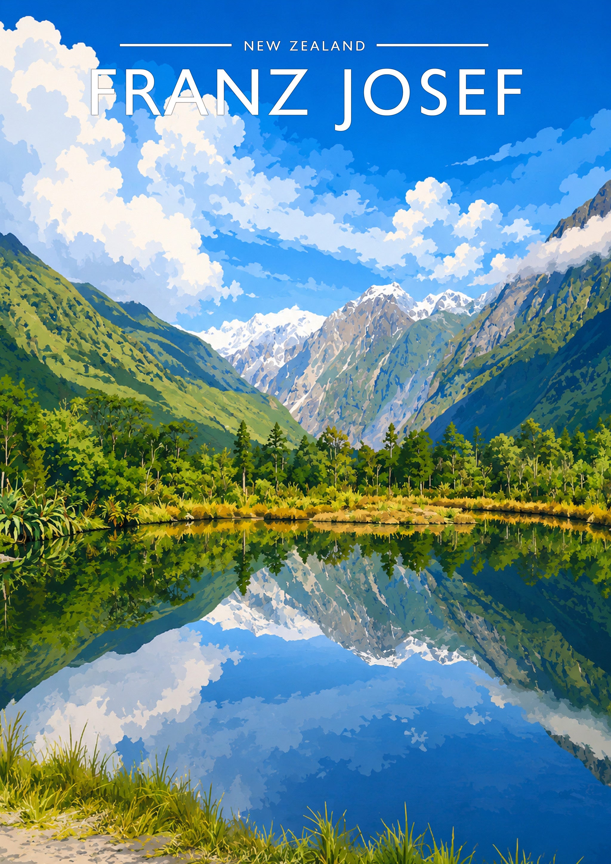 Franz Josef Travel Poster - A4 travel poster print