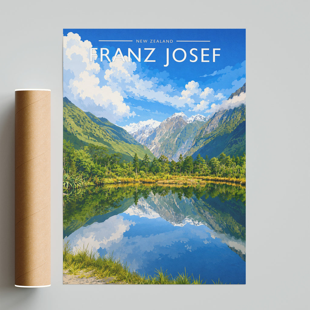 Franz Josef Travel Poster - fine art print with shipping tube