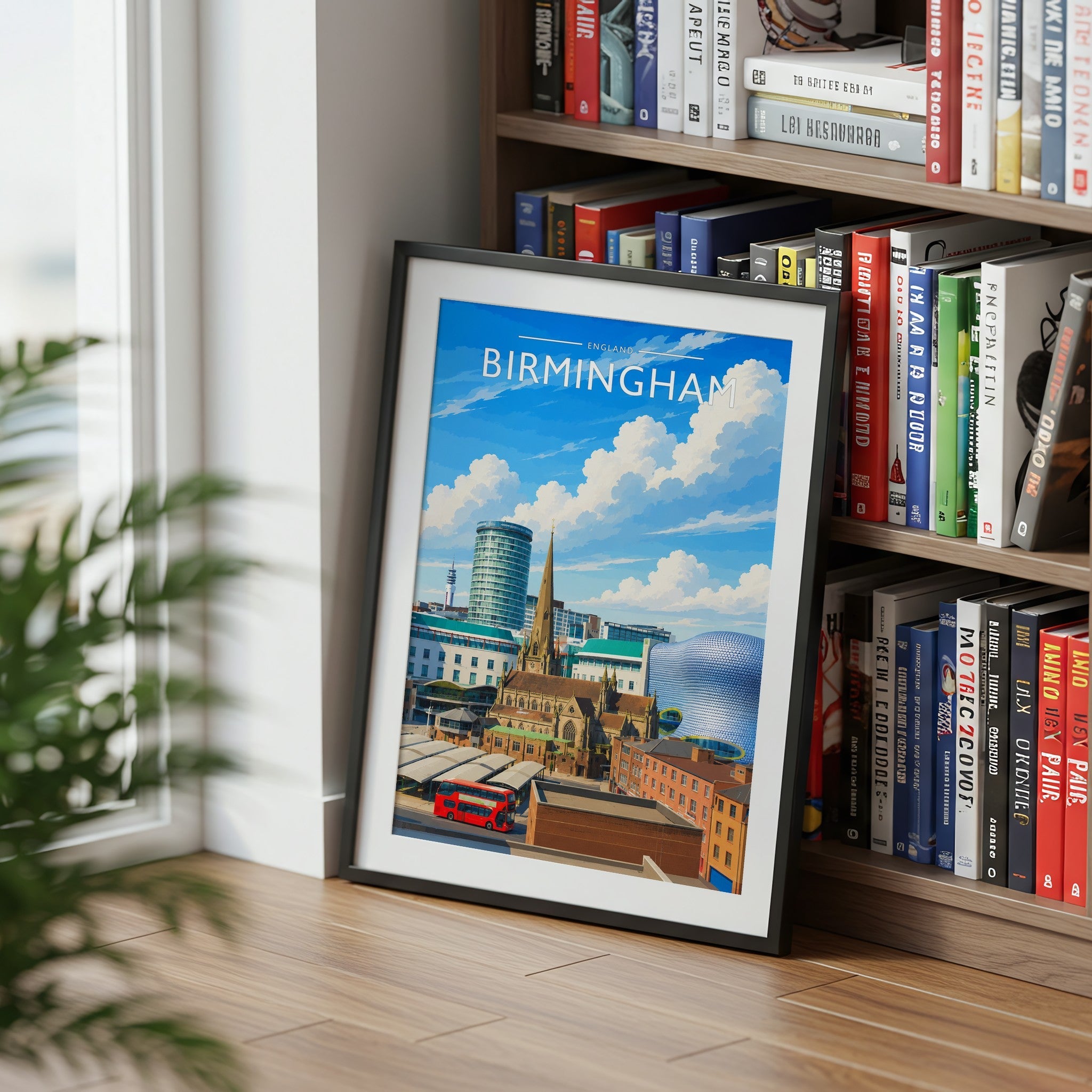 Birmingham Travel Poster mounted in a black frame