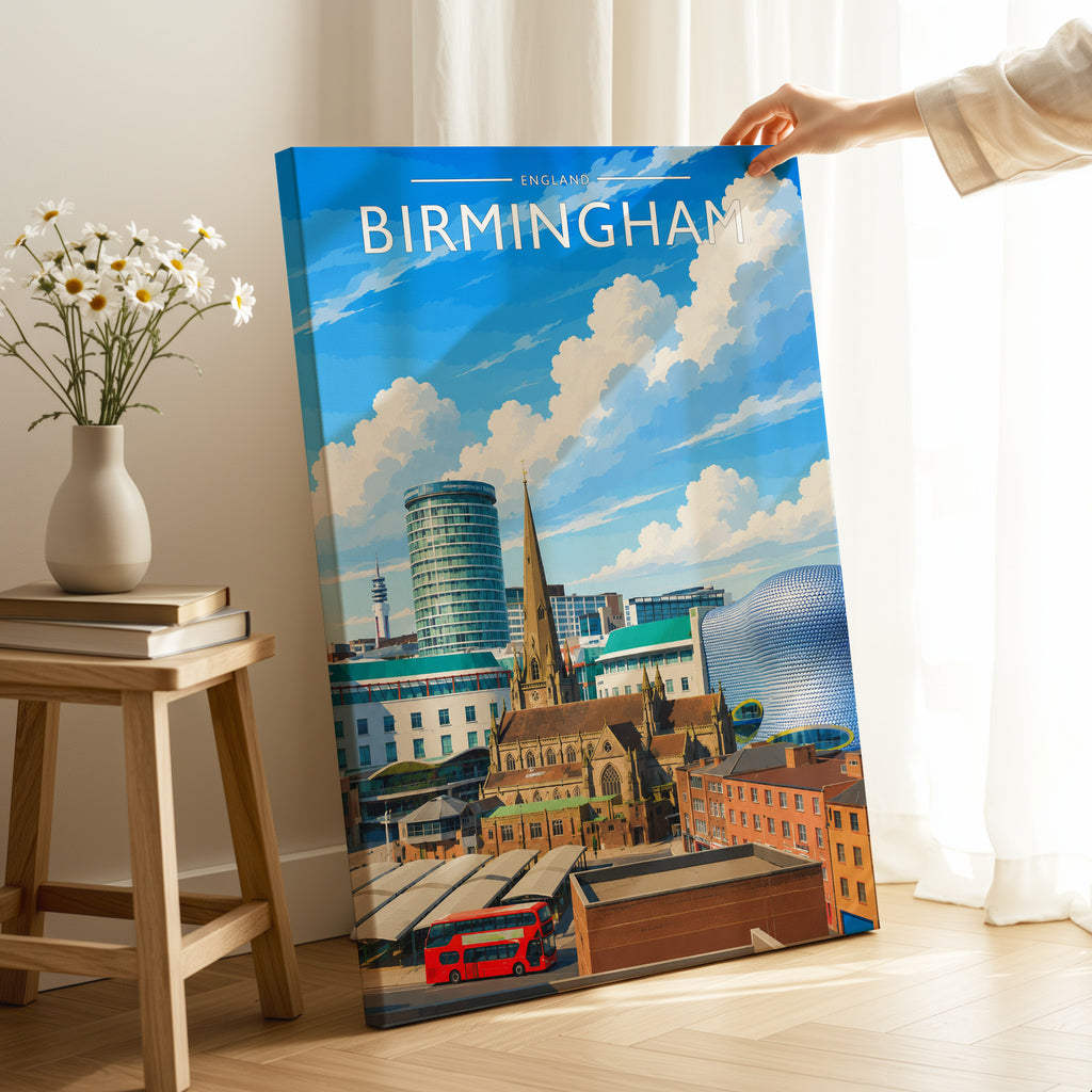 Birmingham Travel Poster as a gallery-wrapped canvas