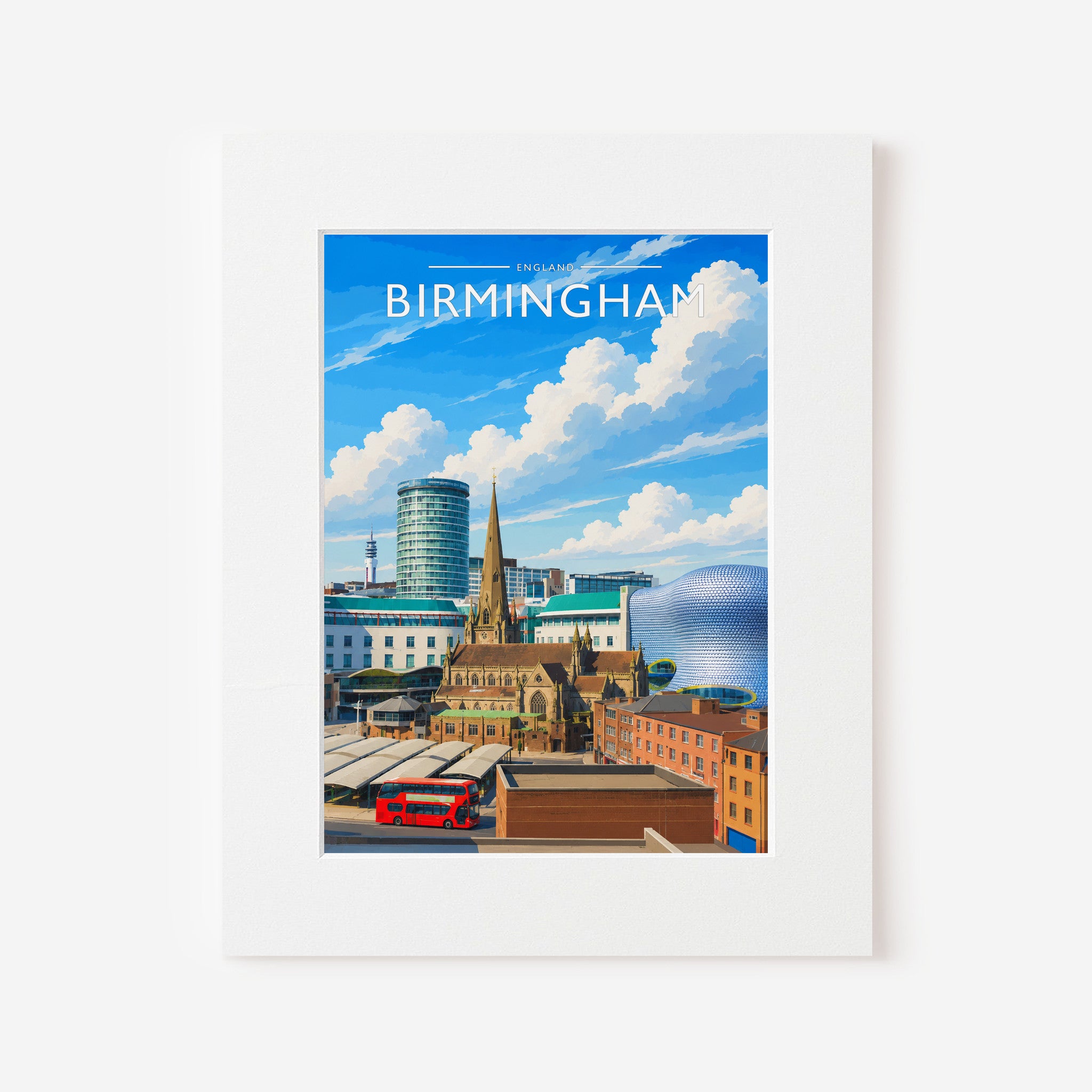 Birmingham Travel Poster in a white mount