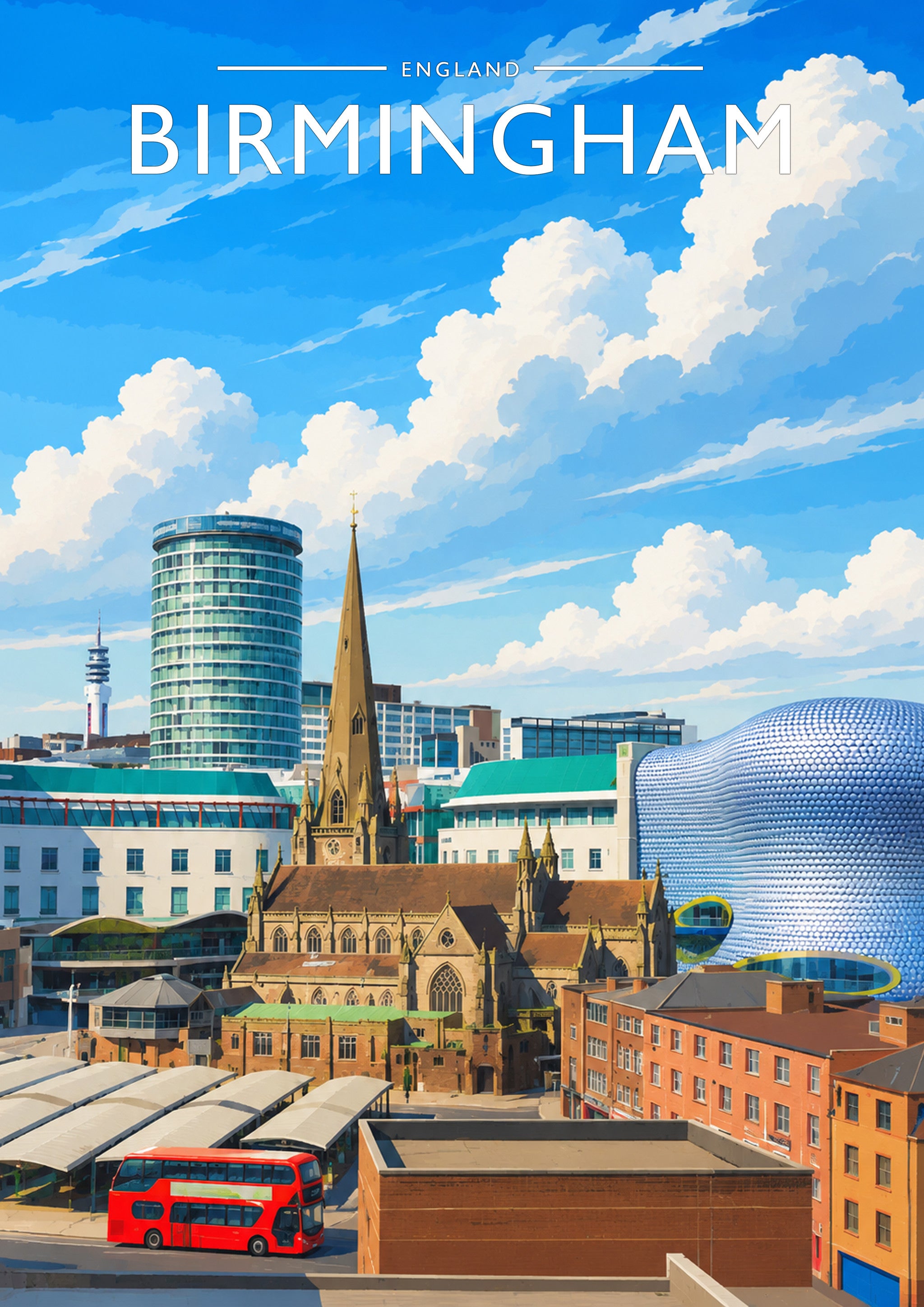Birmingham Travel Poster - A4 travel poster print