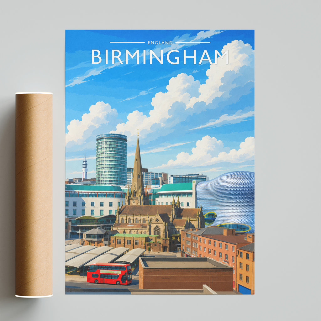 Birmingham Travel Poster - fine art print with shipping tube