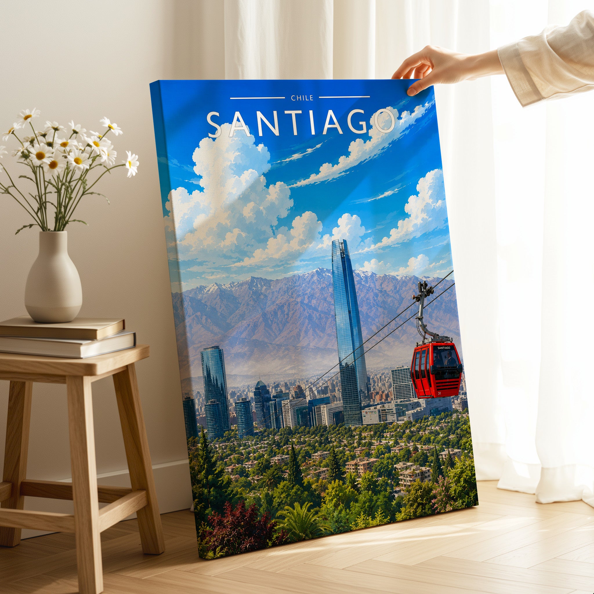 Santiago Travel Poster as a gallery-wrapped canvas