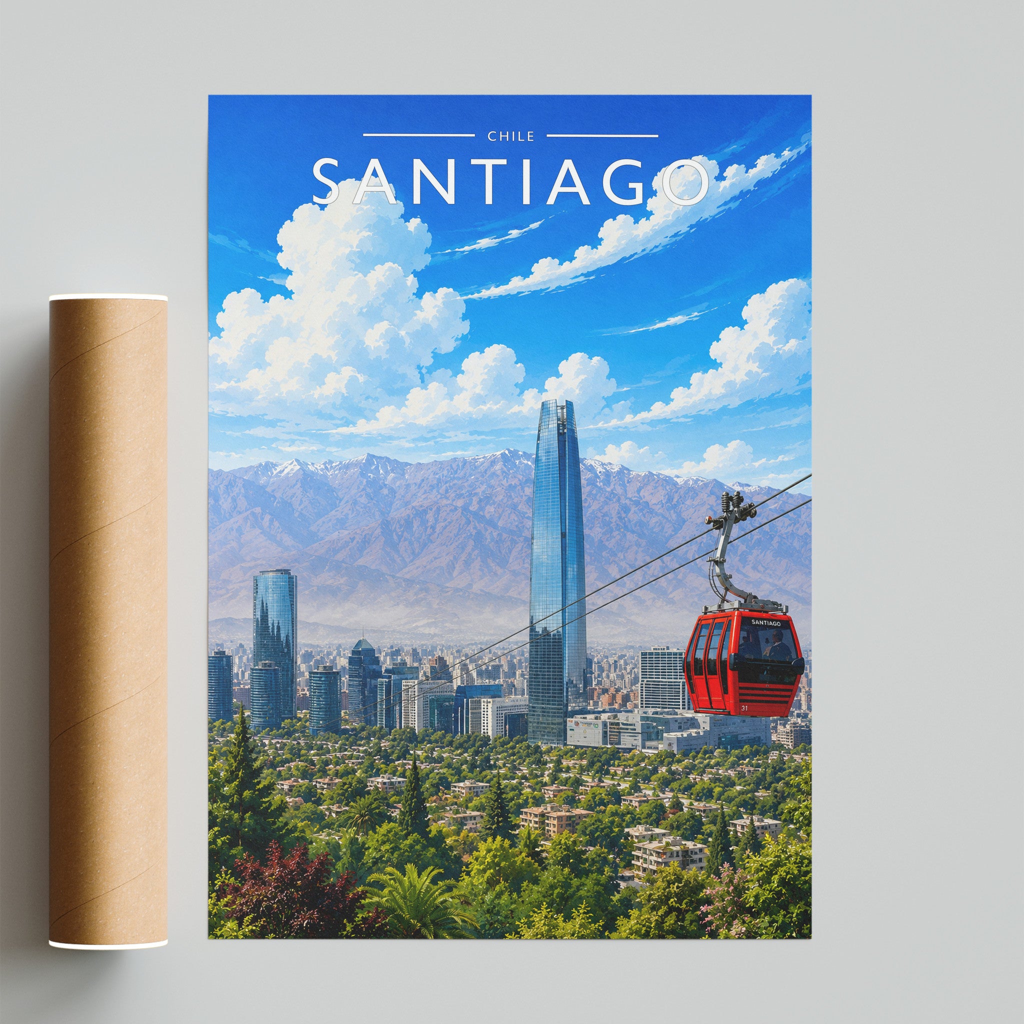 Santiago Travel Poster - fine art print with shipping tube