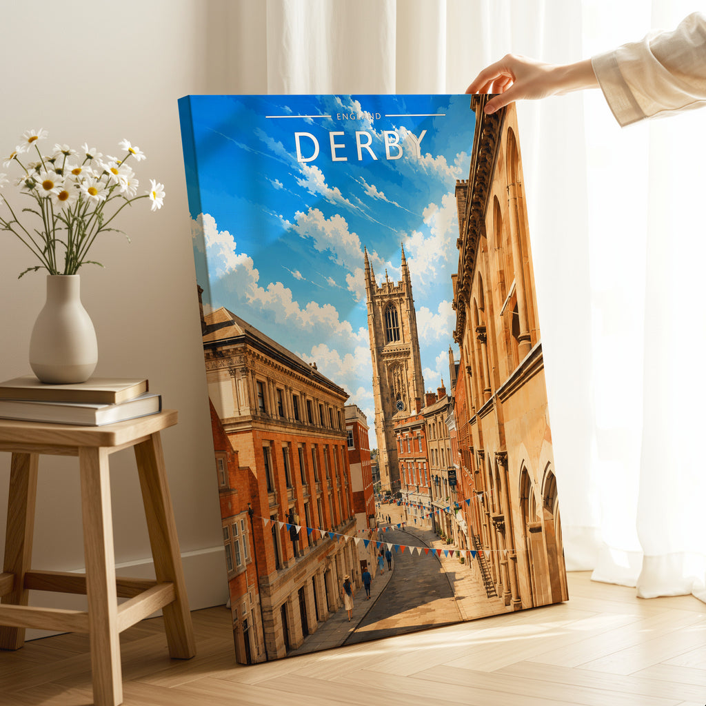 Derby Travel Poster as a gallery-wrapped canvas