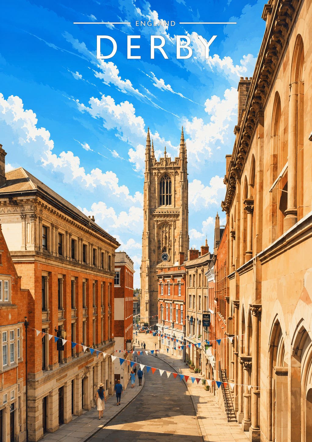Derby Travel Poster - A4 travel poster print