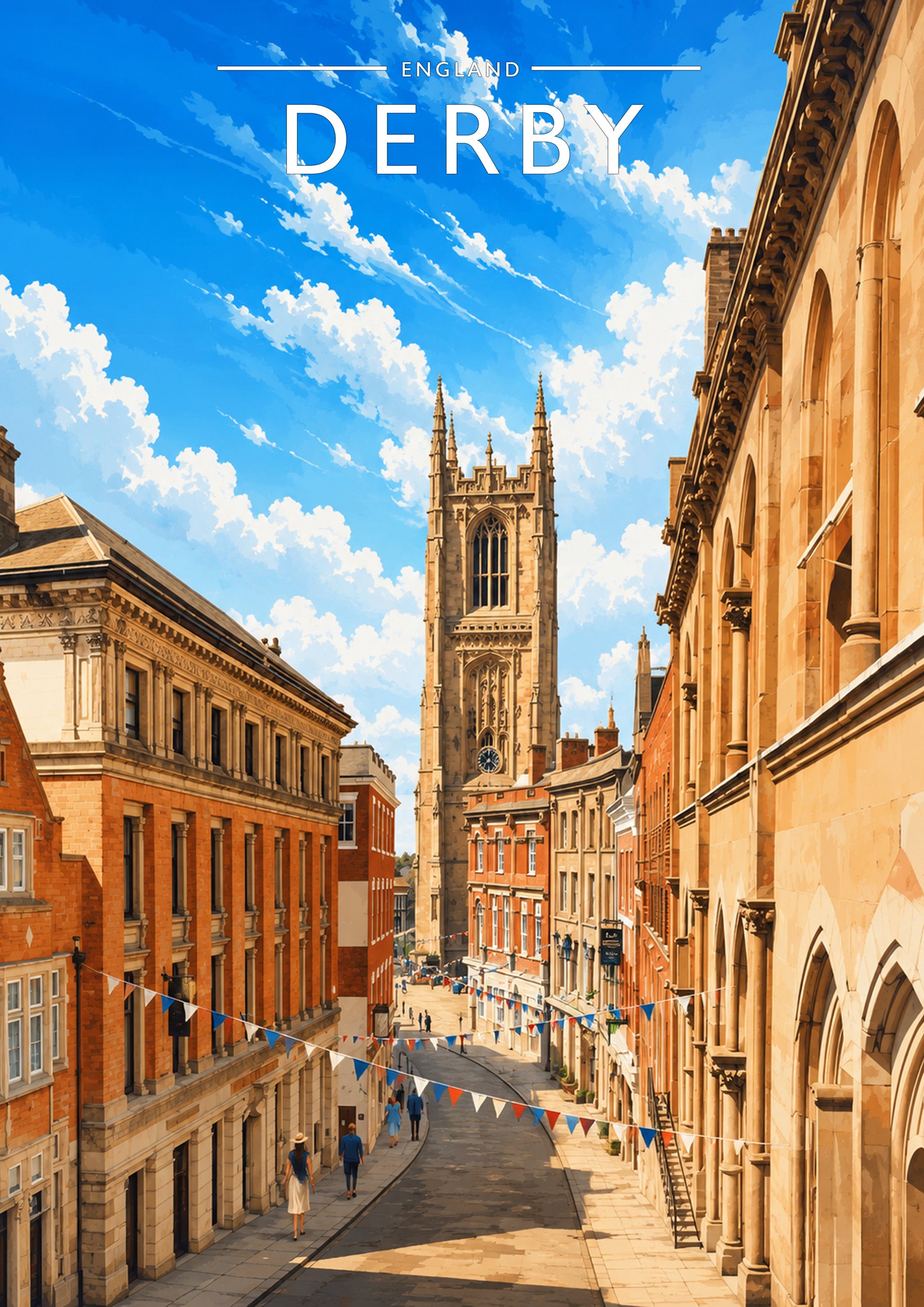 Derby Travel Poster - A4 travel poster print