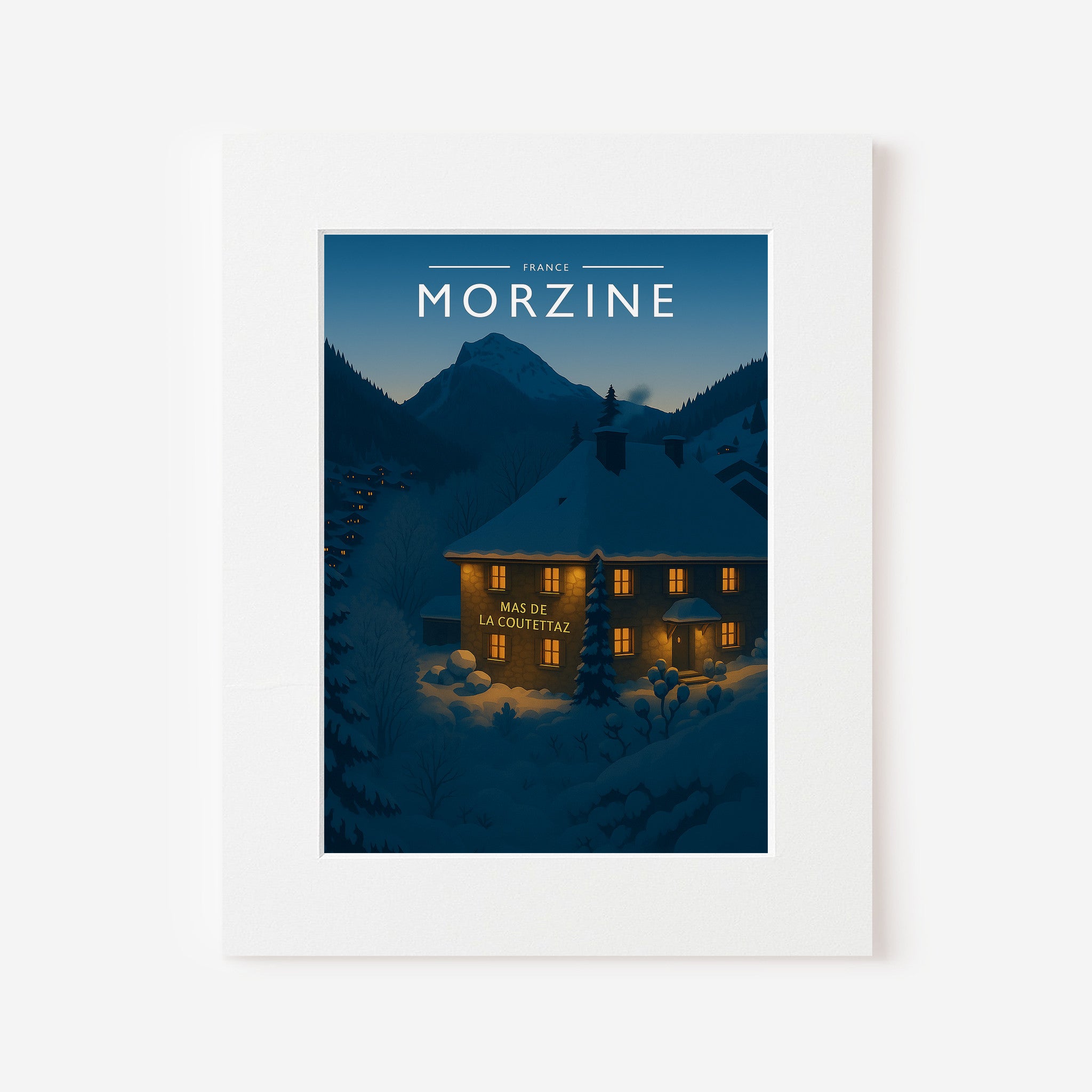 Morzine Travel Poster in a white mount