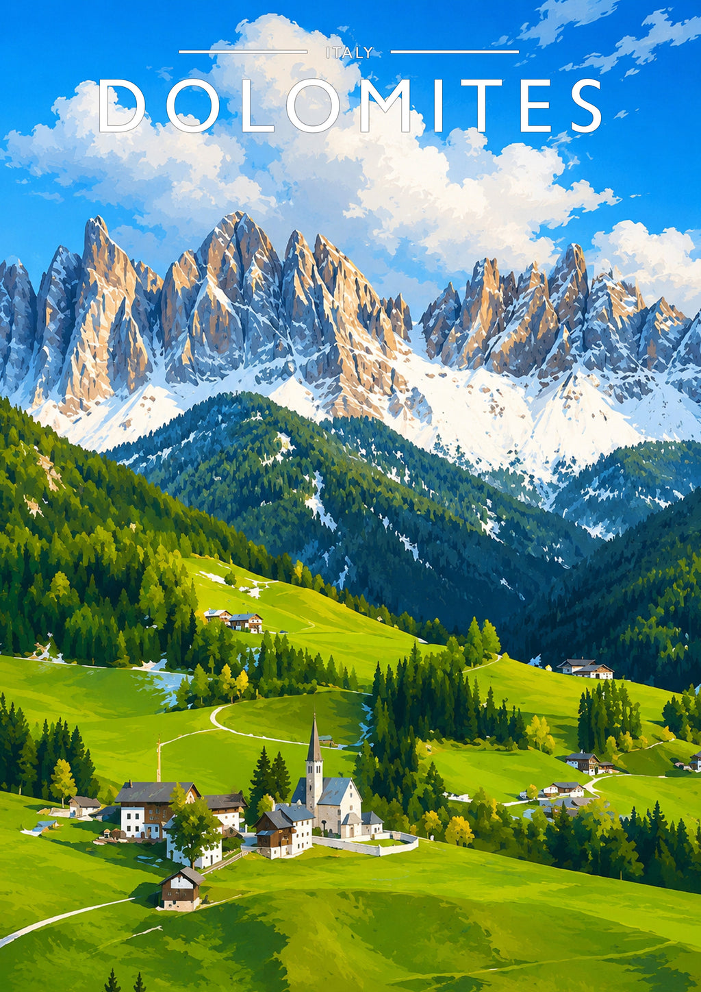Dolomites Travel Poster - A4 travel poster print