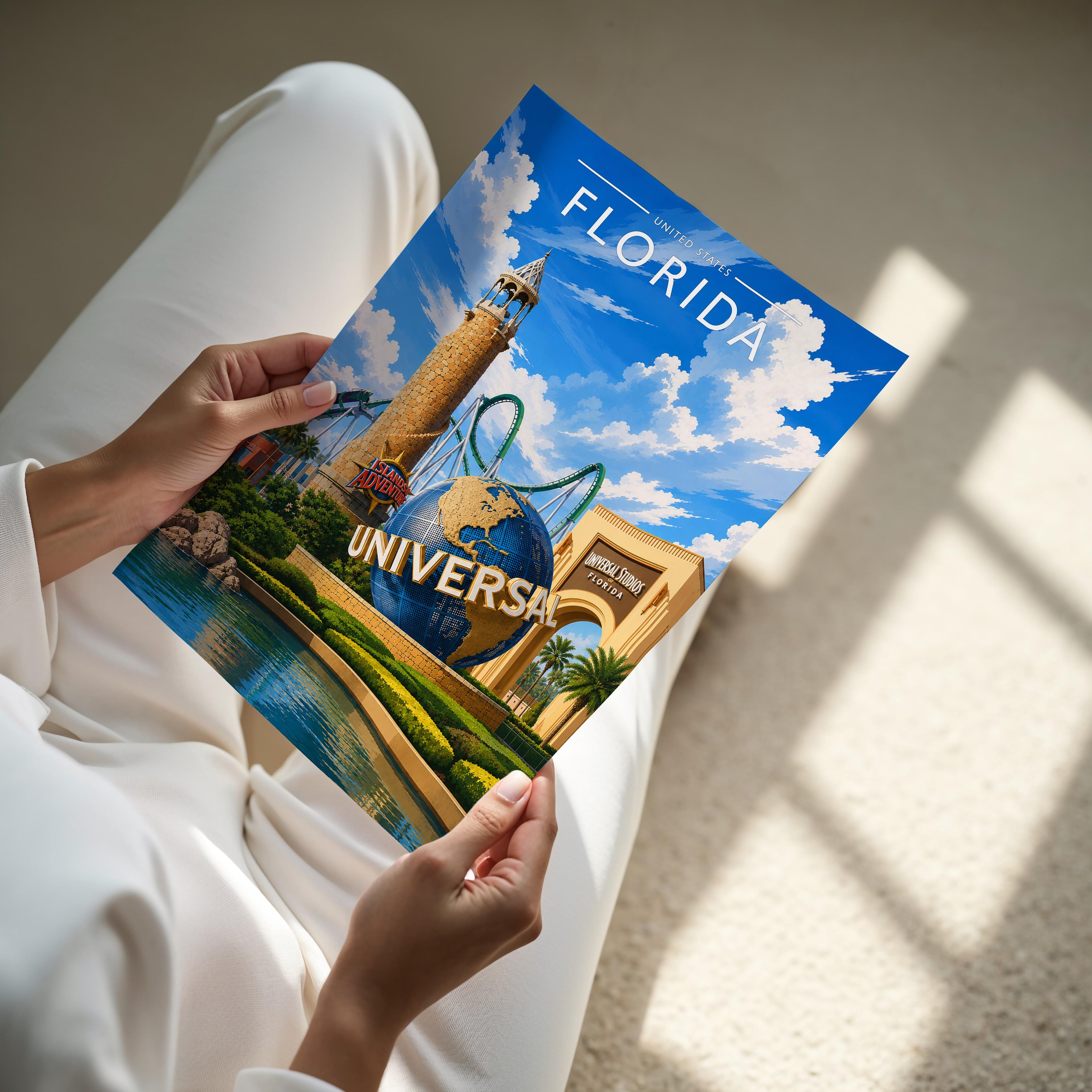 Florida #2 Travel Poster - A4 print held in hand
