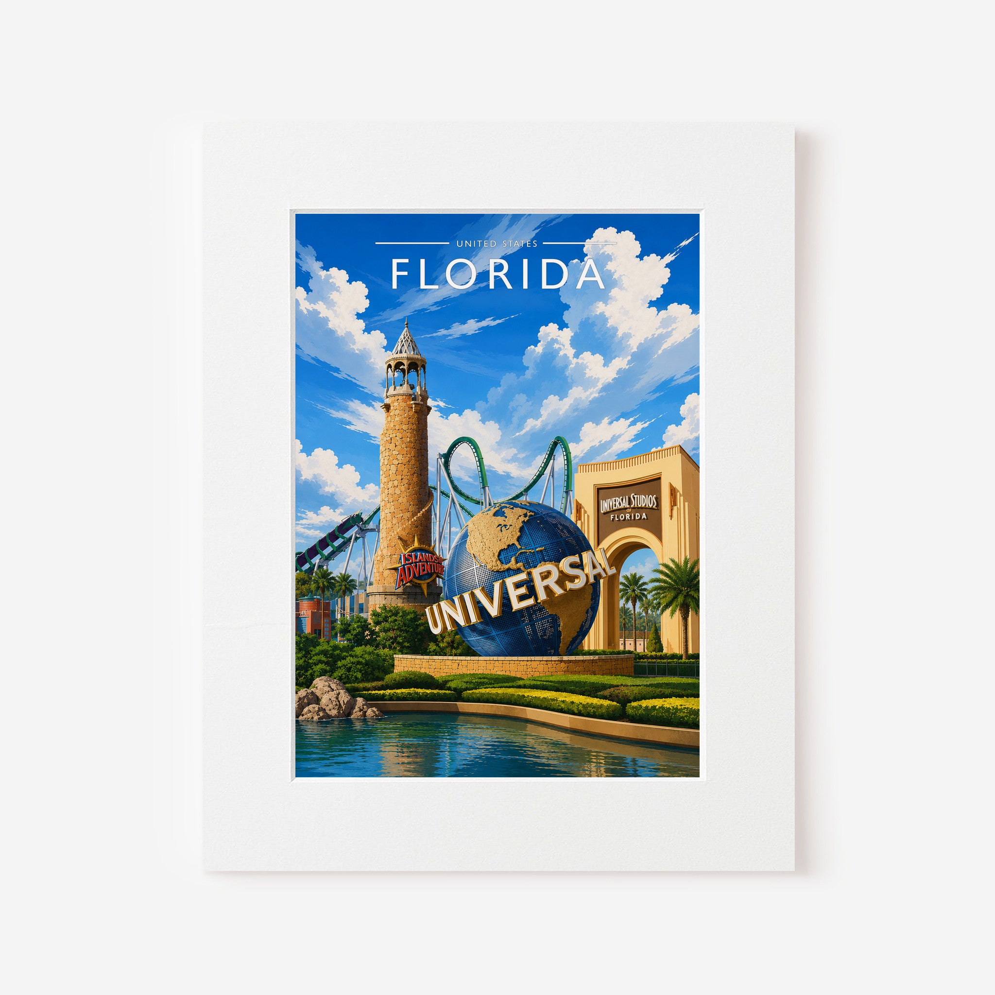 Florida #2 Travel Poster in a white mount