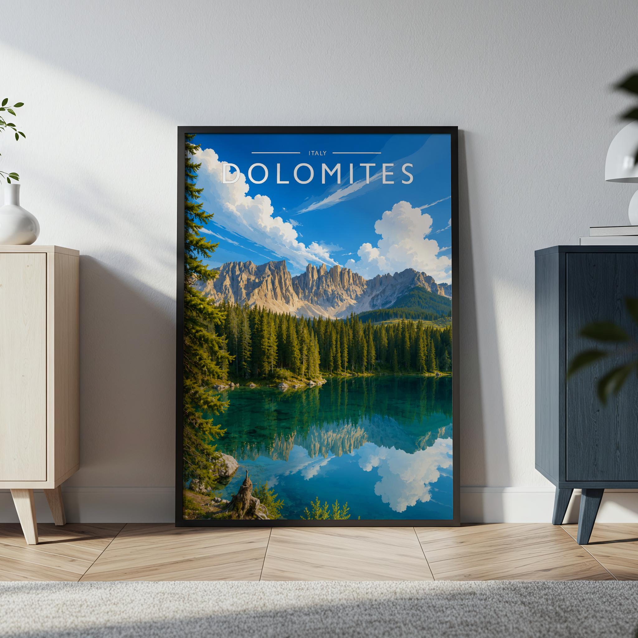 Dolomites #2 Travel Poster in a black frame