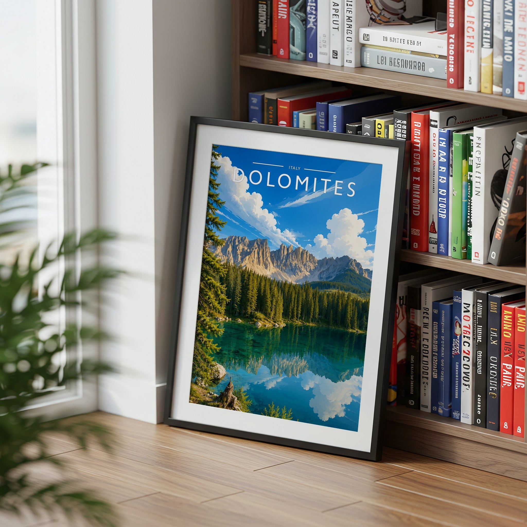 Dolomites #2 Travel Poster mounted in a black frame