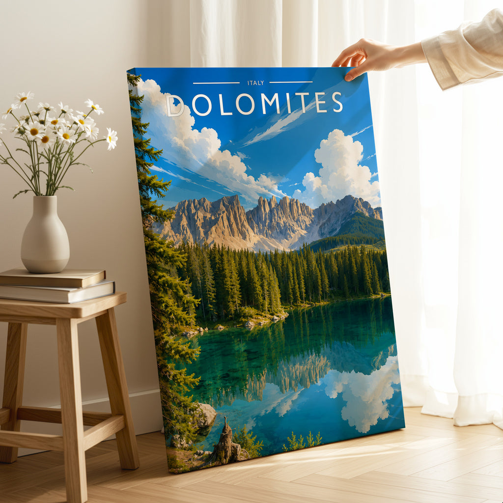 Dolomites #2 Travel Poster as a gallery-wrapped canvas