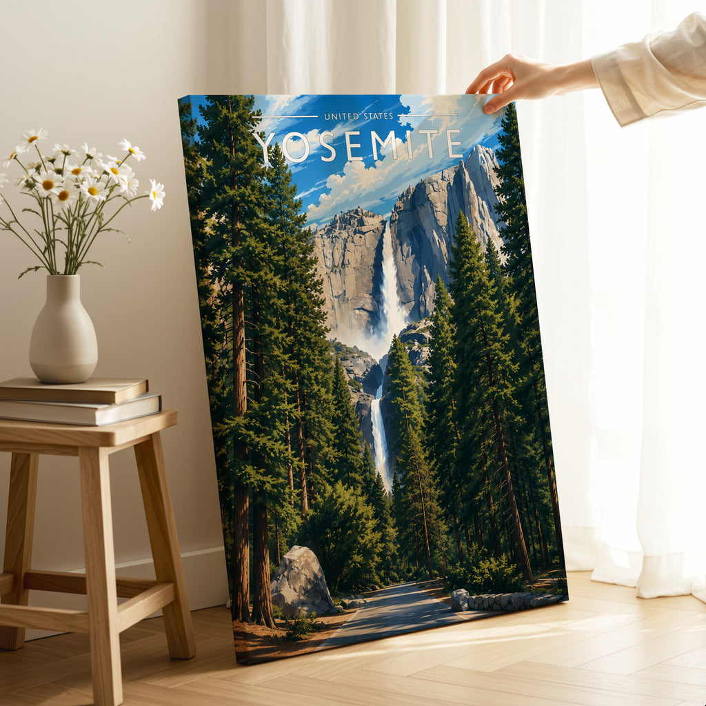 Yosemite Travel Poster as a gallery-wrapped canvas