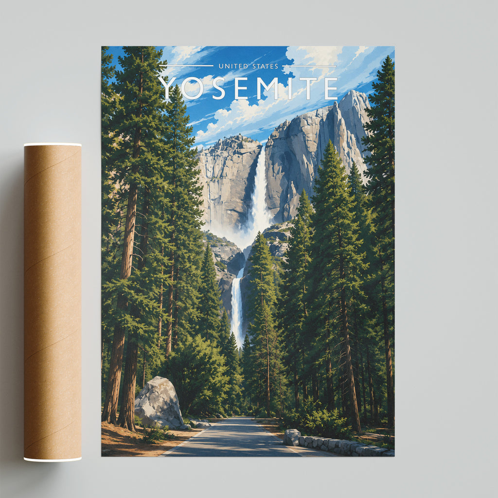 Yosemite Travel Poster - fine art print with shipping tube