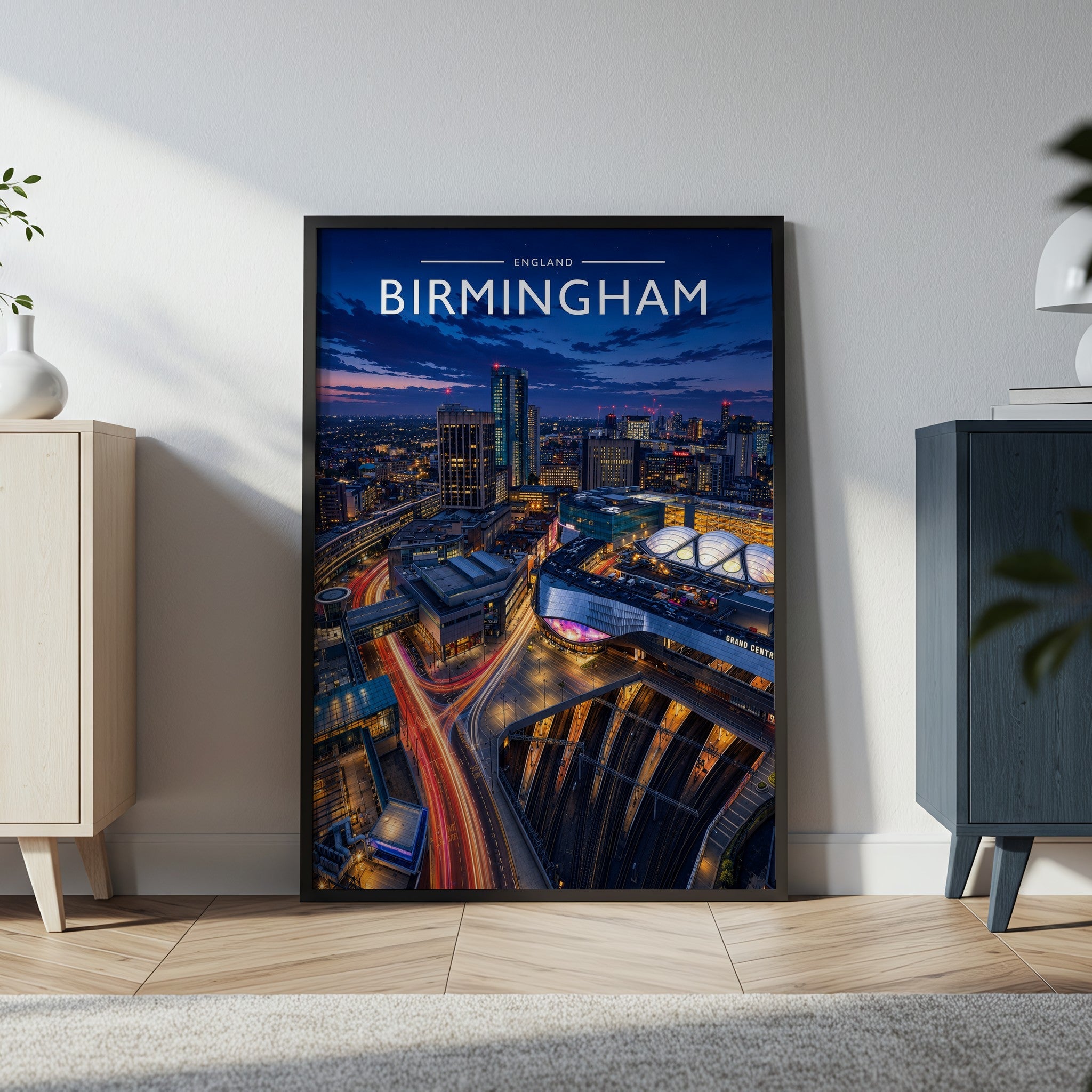 Birmingham #2 Travel Poster in a black frame