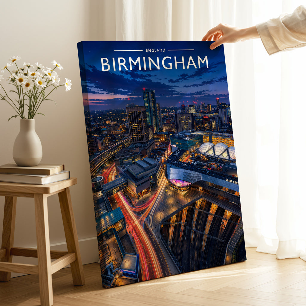 Birmingham #2 Travel Poster as a gallery-wrapped canvas