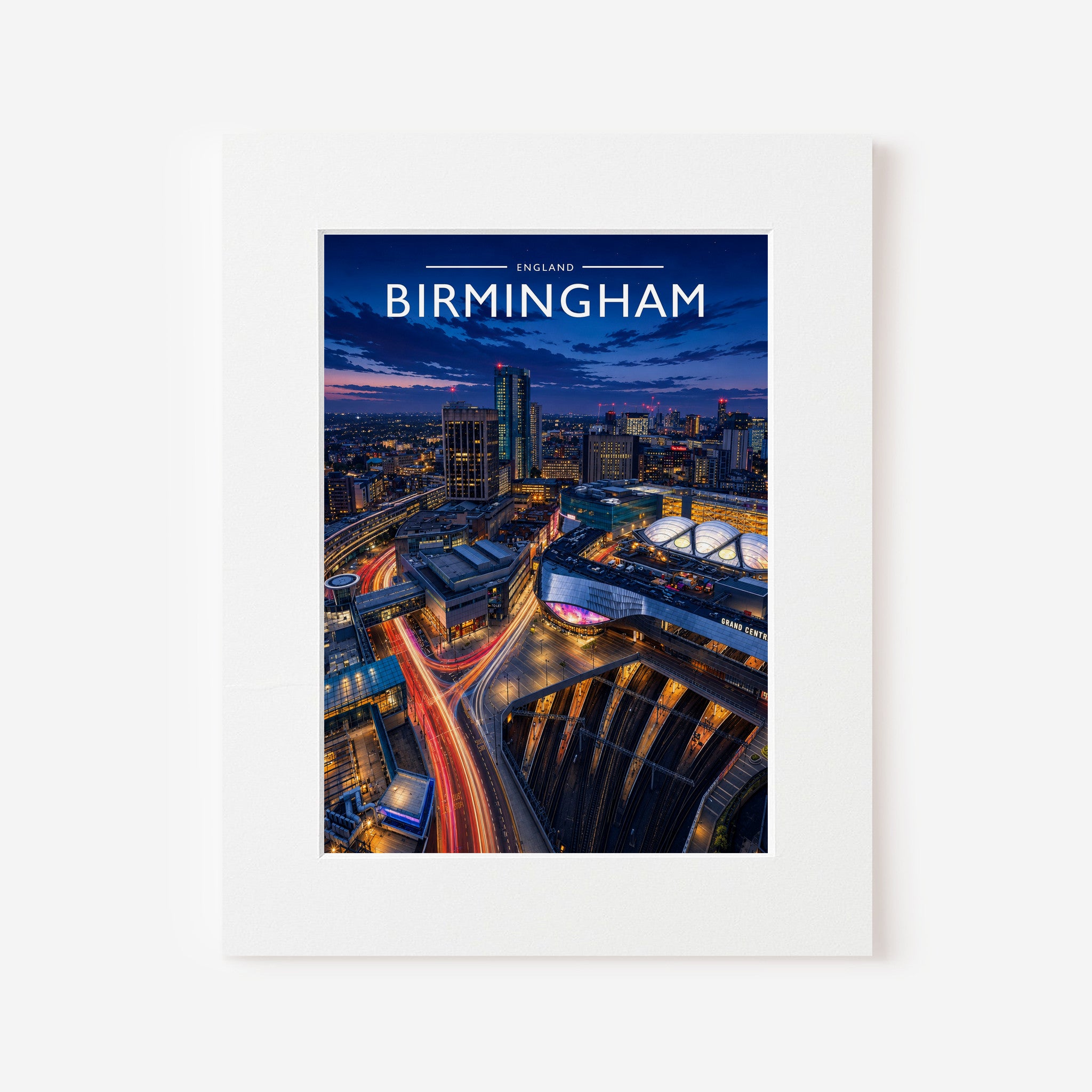 Birmingham #2 Travel Poster in a white mount