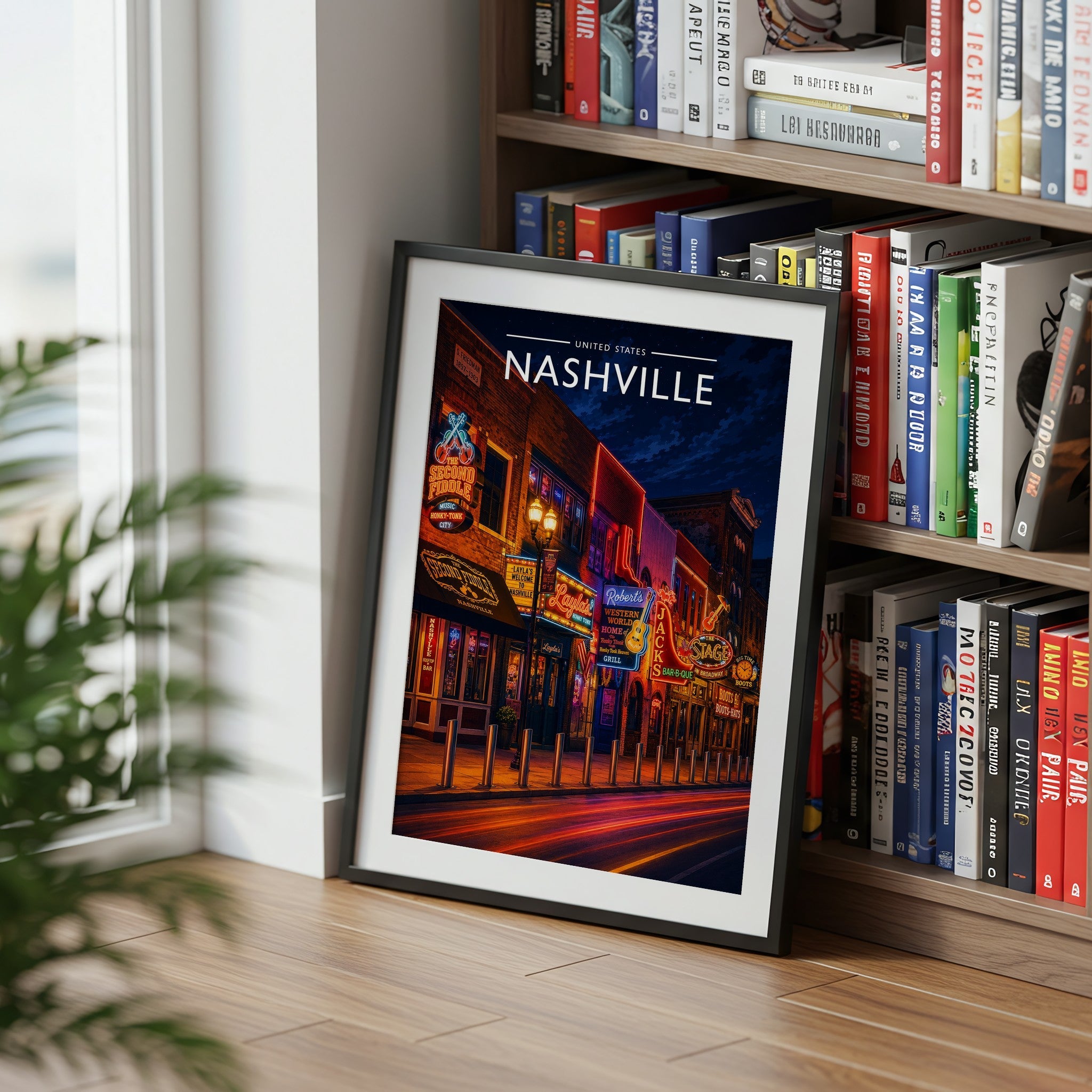 Nashville #3 Travel Poster mounted in a black frame