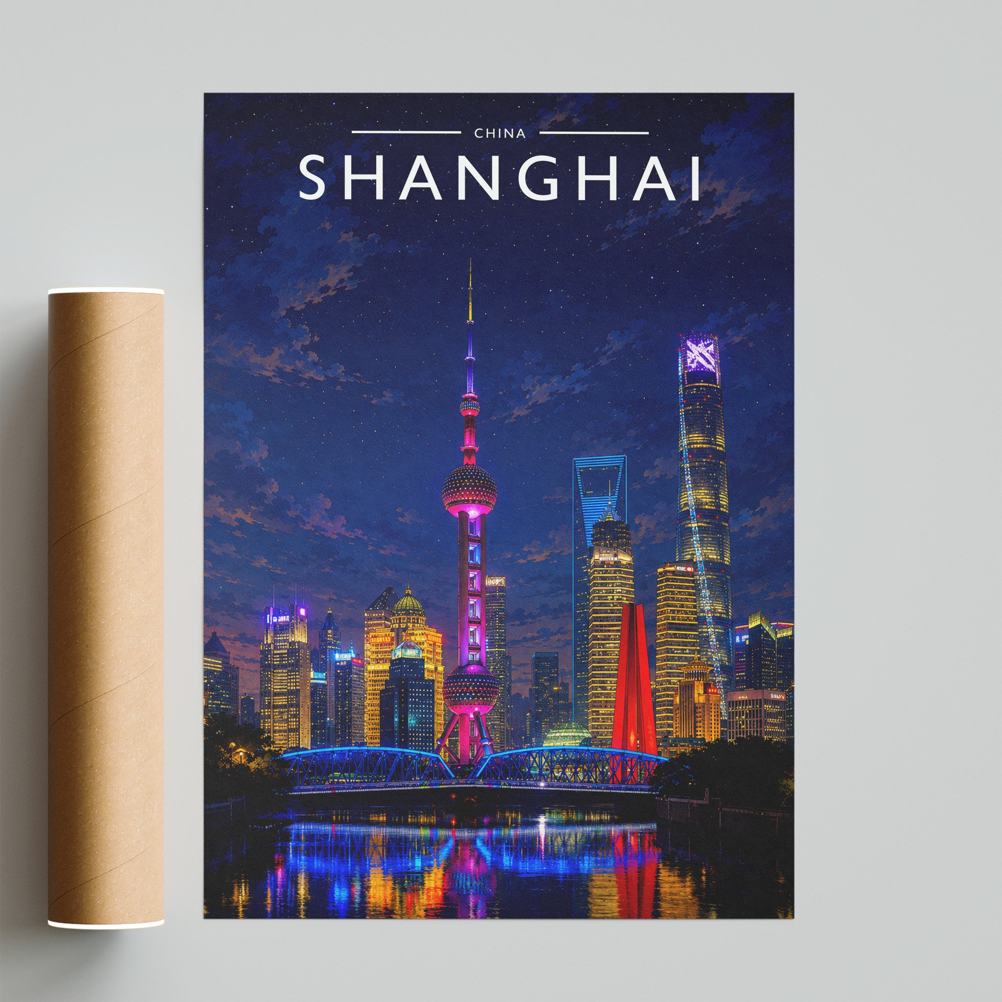 Shanghai Travel Poster - fine art print with shipping tube