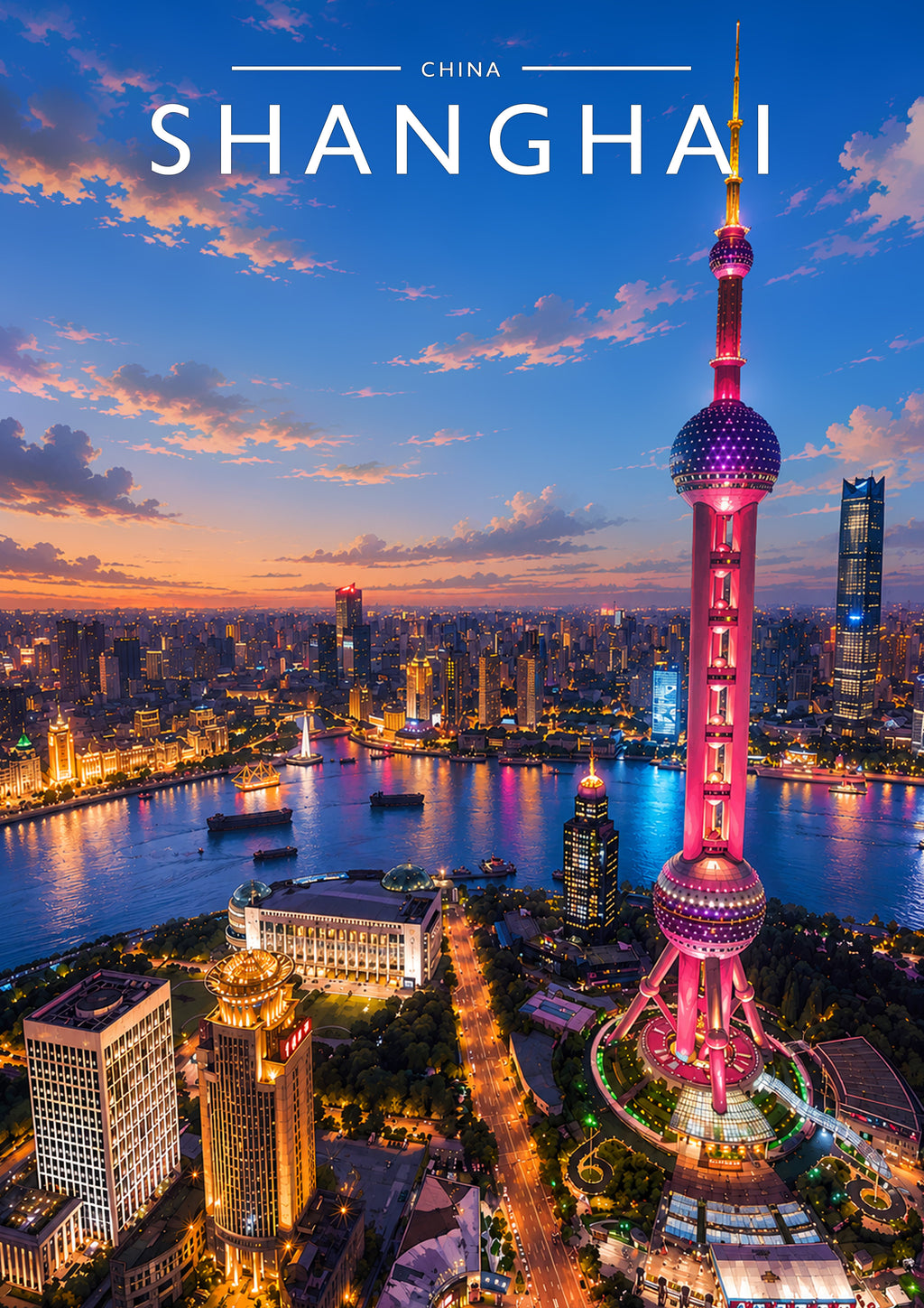 Shanghai #2 Travel Poster - A4 travel poster print