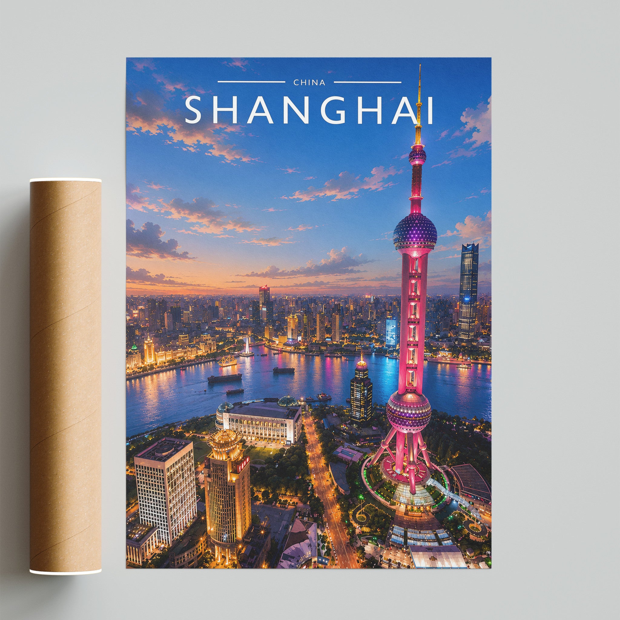 Shanghai #2 Travel Poster - fine art print with shipping tube