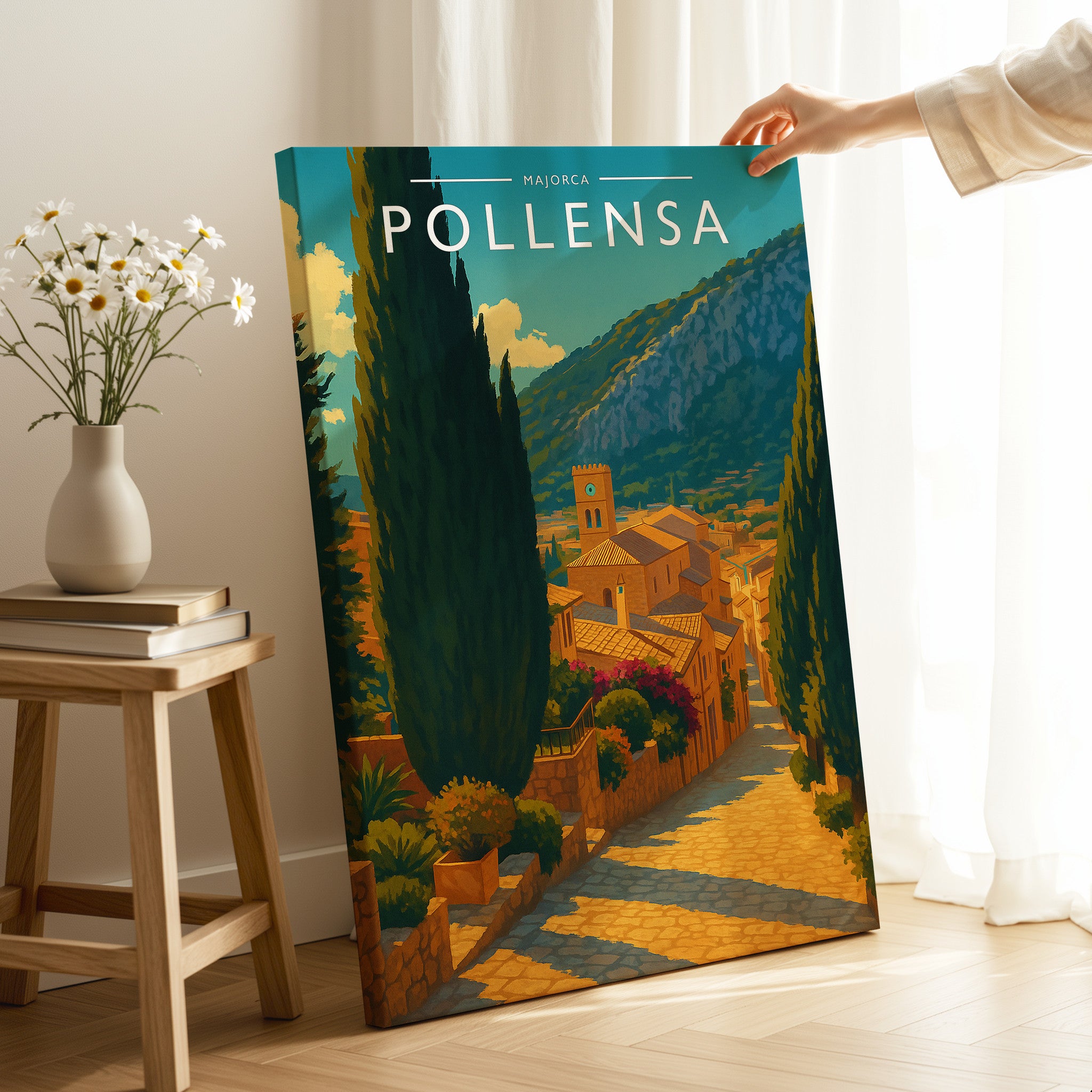 Pollensa Travel Poster as a gallery-wrapped canvas
