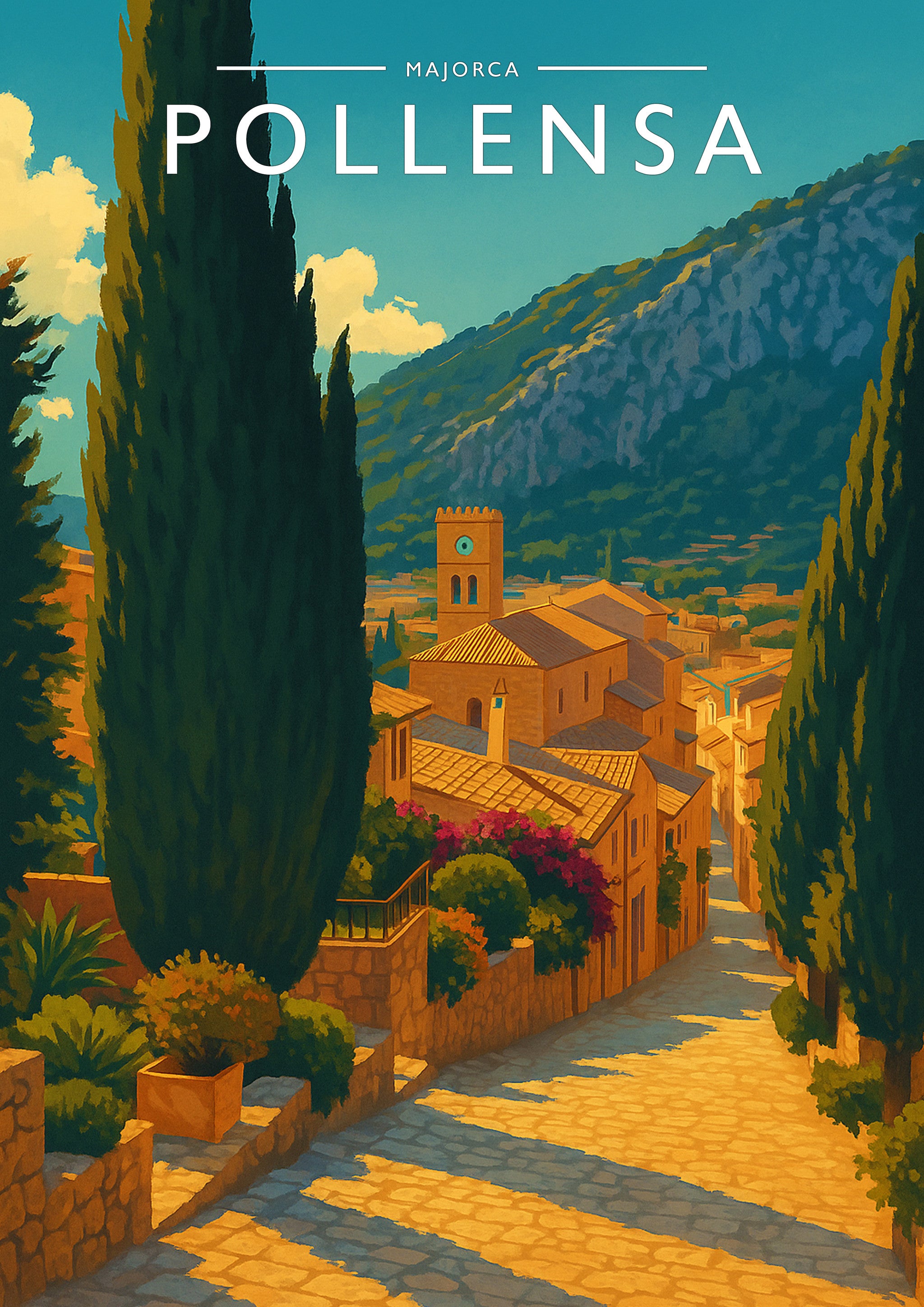 Pollensa Travel Poster - A4 travel poster print