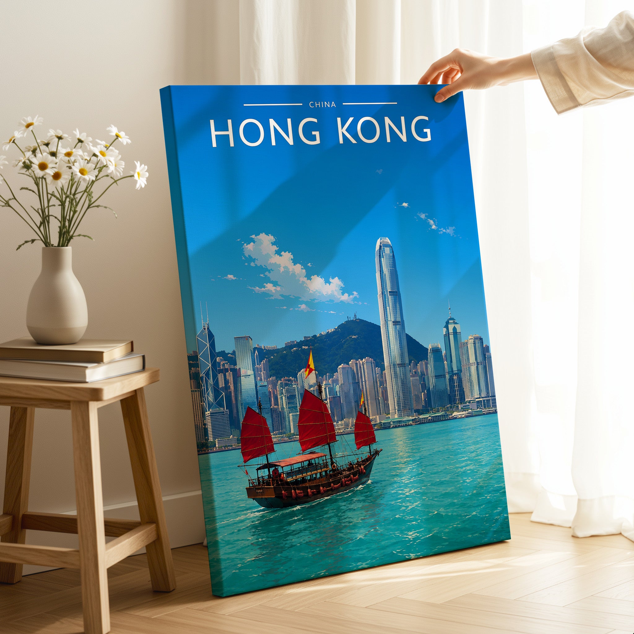 Hong Kong Travel Poster as a gallery-wrapped canvas