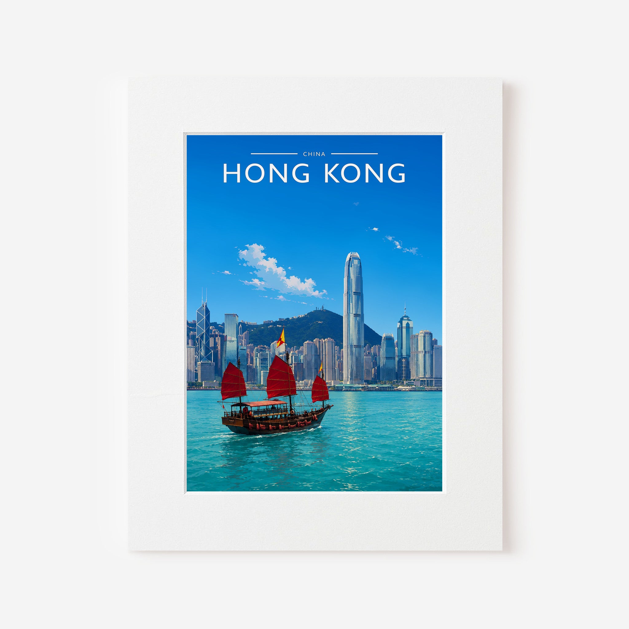 Hong Kong Travel Poster in a white mount