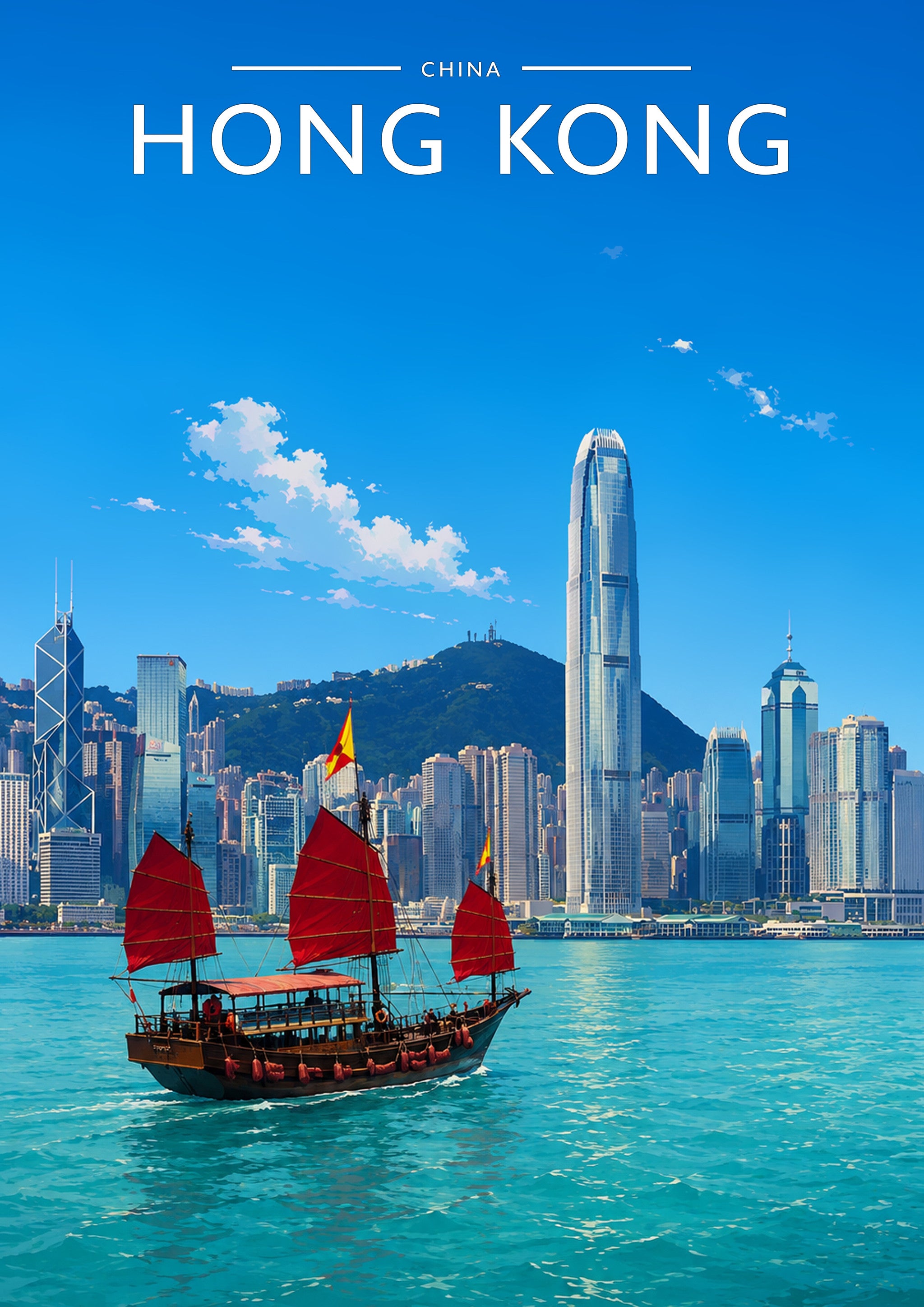 Hong Kong Travel Poster - A4 travel poster print