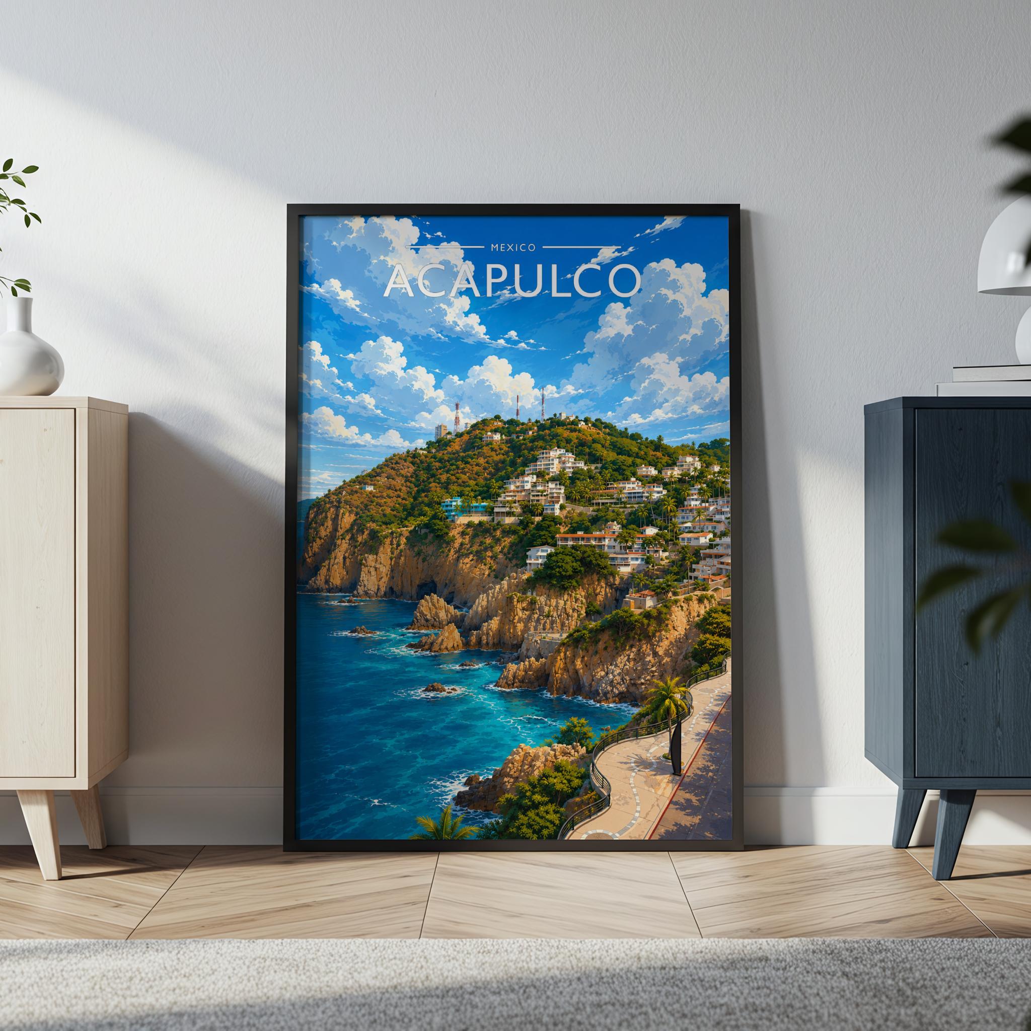 Acapulco Travel Poster in a black frame