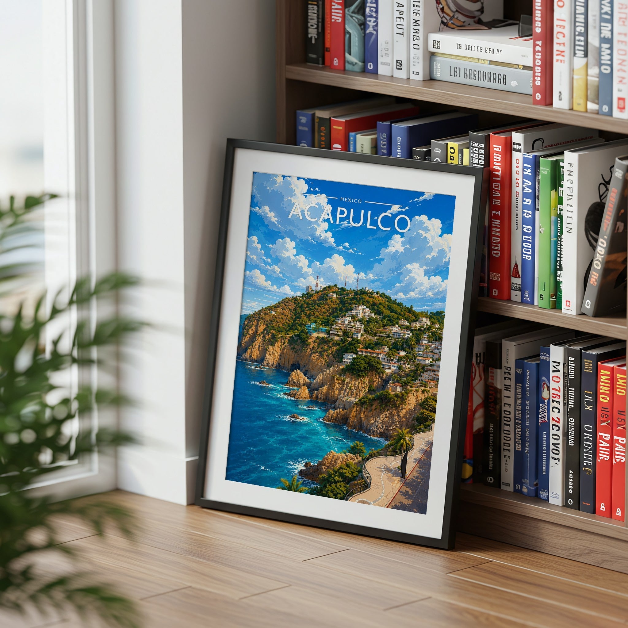Acapulco Travel Poster mounted in a black frame