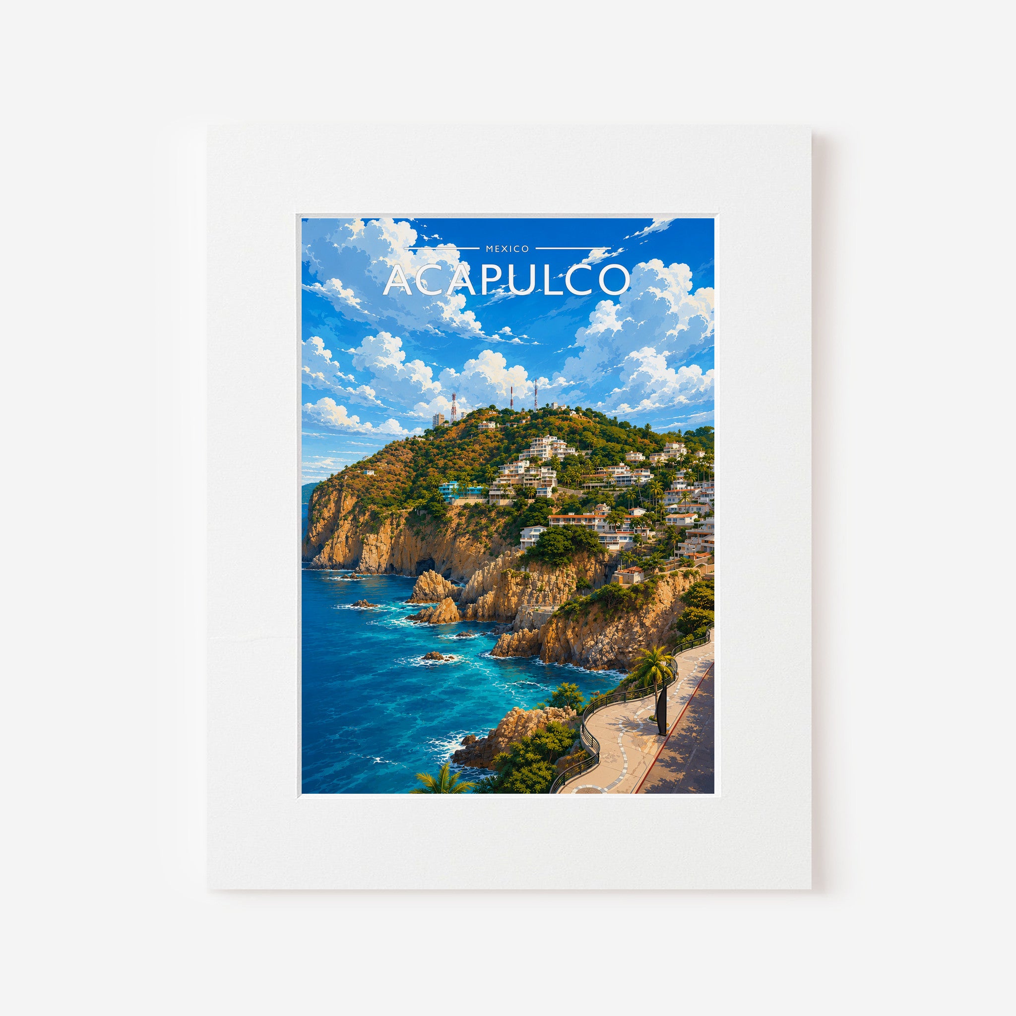 Acapulco Travel Poster in a white mount