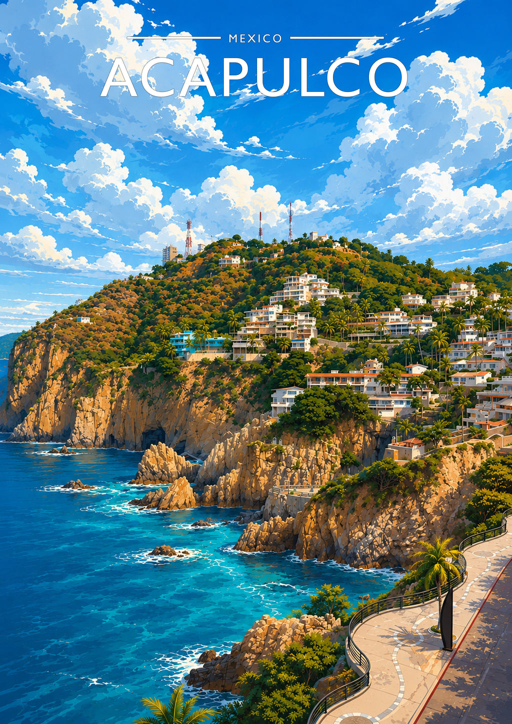 Acapulco Travel Poster - A4 travel poster print