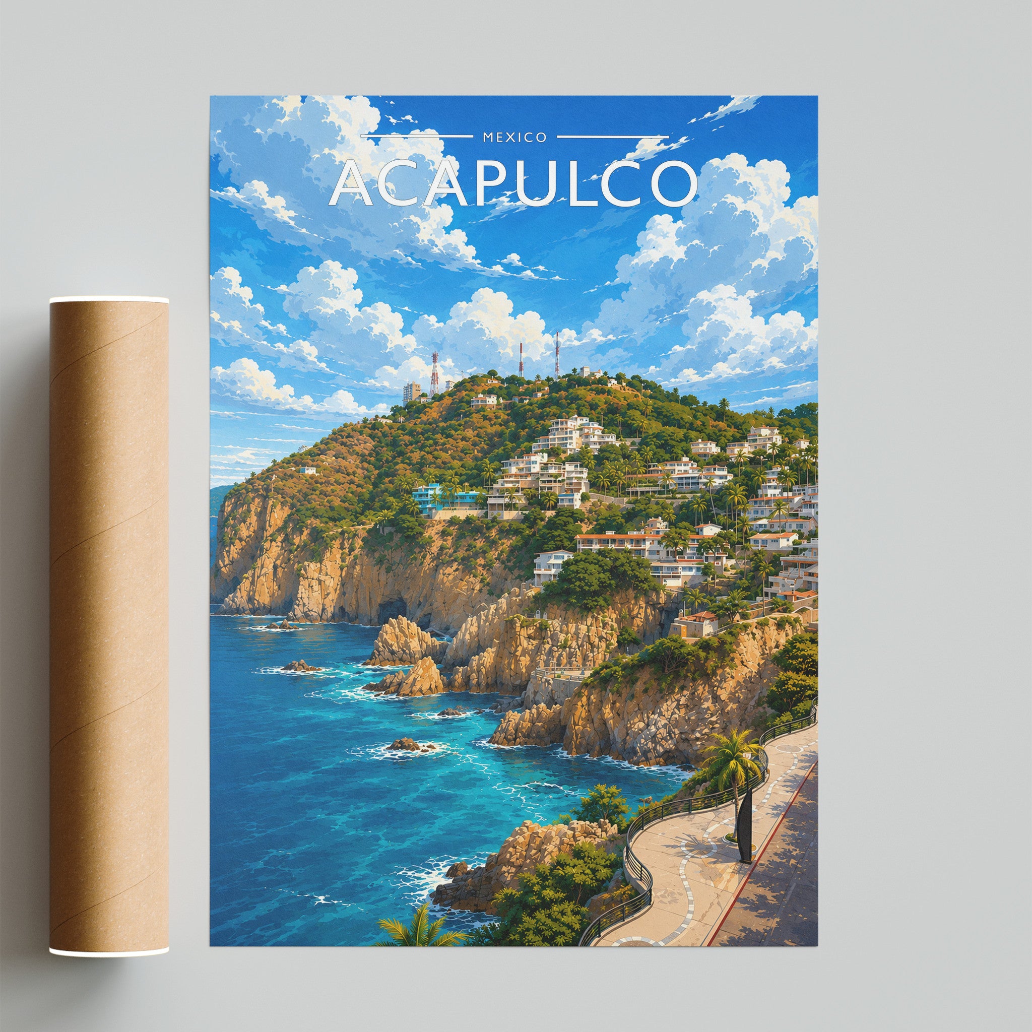 Acapulco Travel Poster - fine art print with shipping tube
