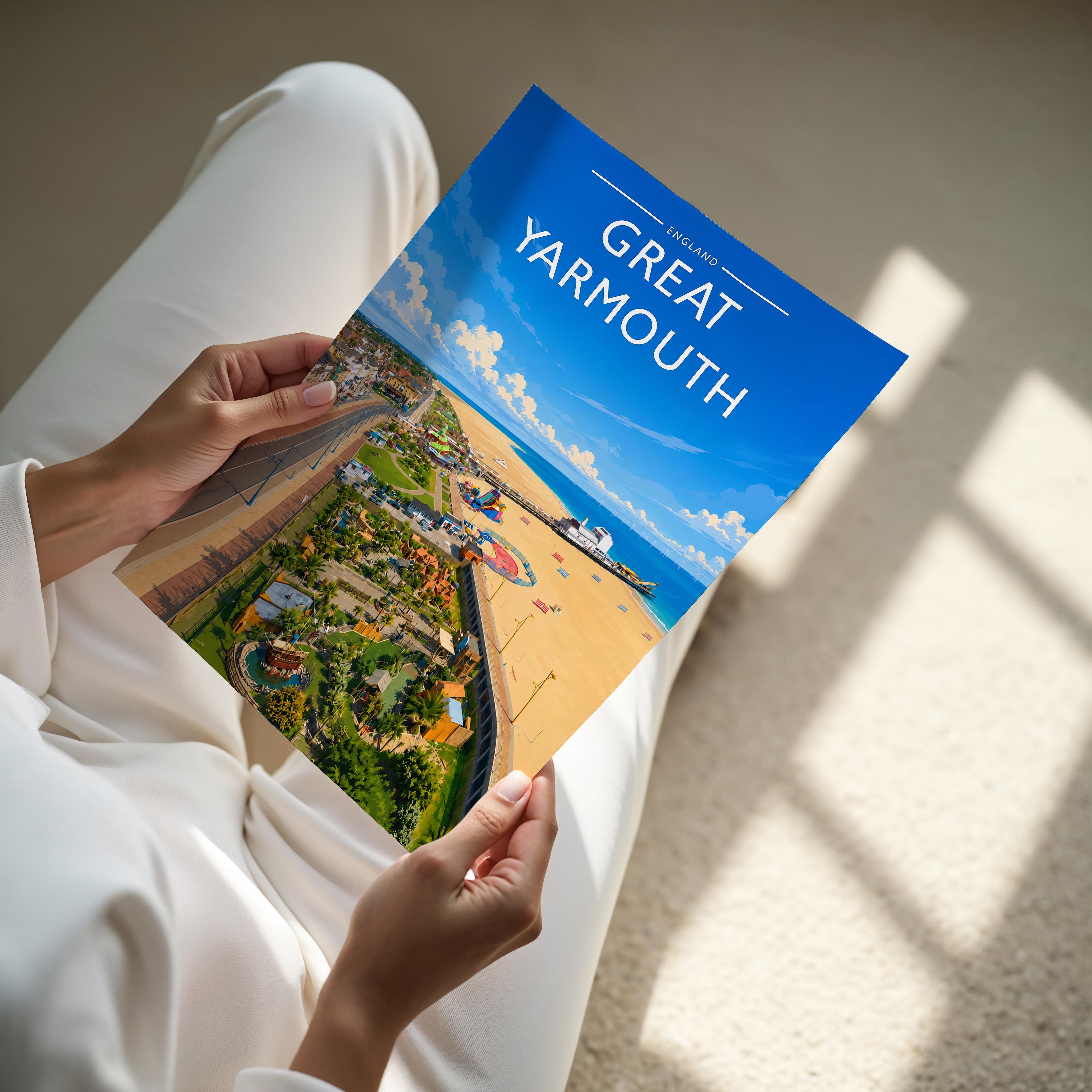 Great Yarmouth #2 Travel Poster - A4 print held in hand