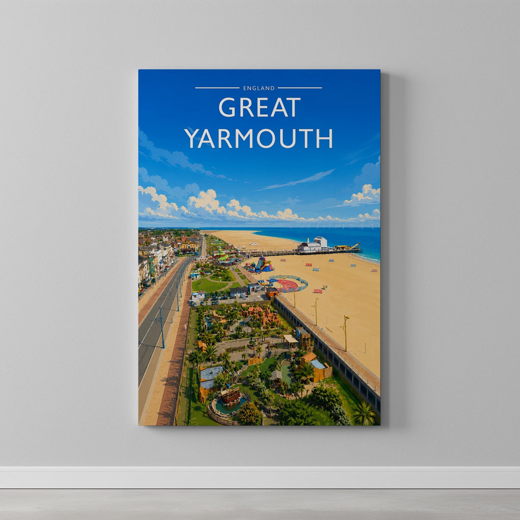 Great Yarmouth #2 Travel Poster as a gallery-wrapped canvas on a plain wall